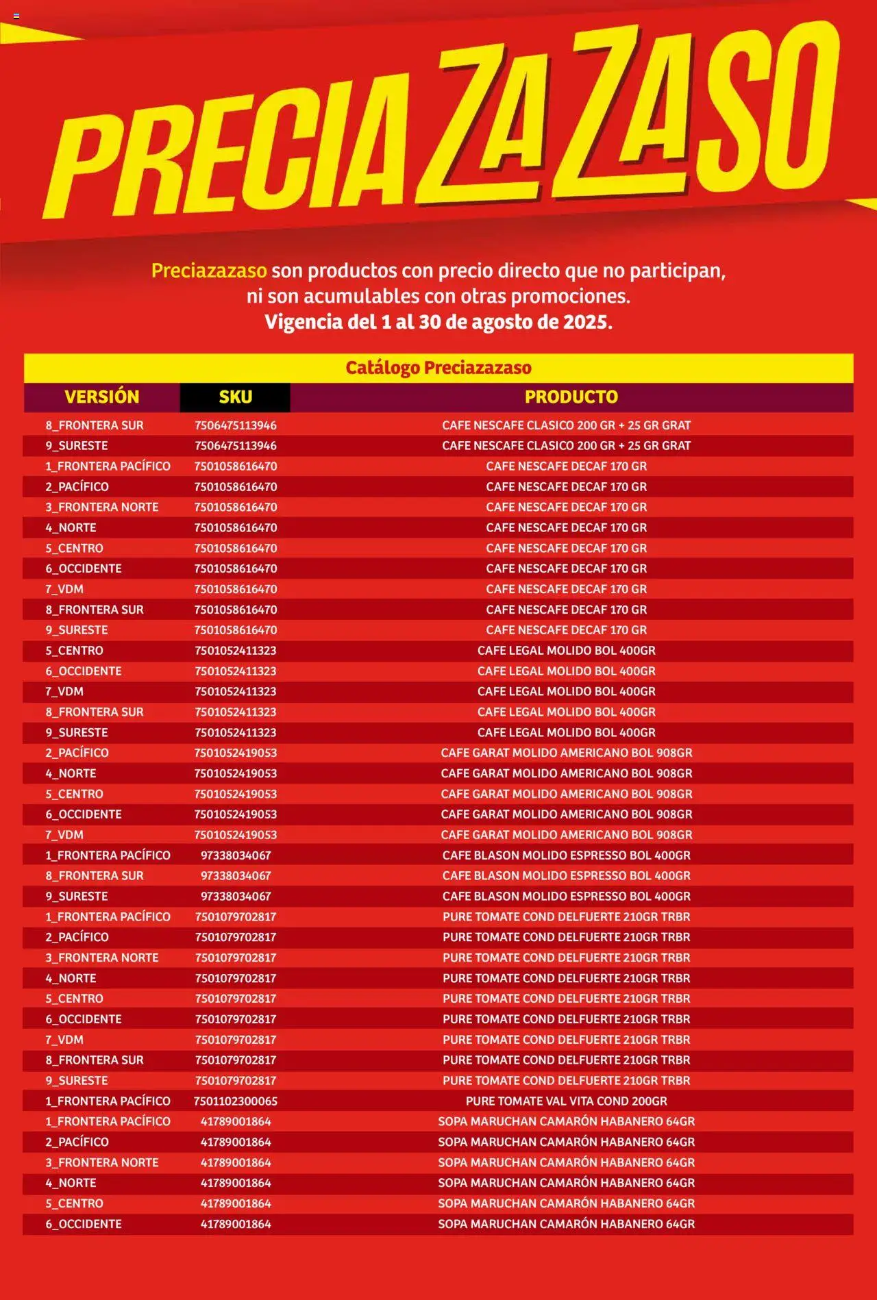 Nuevas ofertas de Soriana válidas en toda la República Mexicana desde el 01.08.2025. ¡Encuentra las mejores ofertas en Soriana - Catálogo Preciazazaso Mercado Nacional! | Página: 27 | Productos: Sopa, Tomate, Café