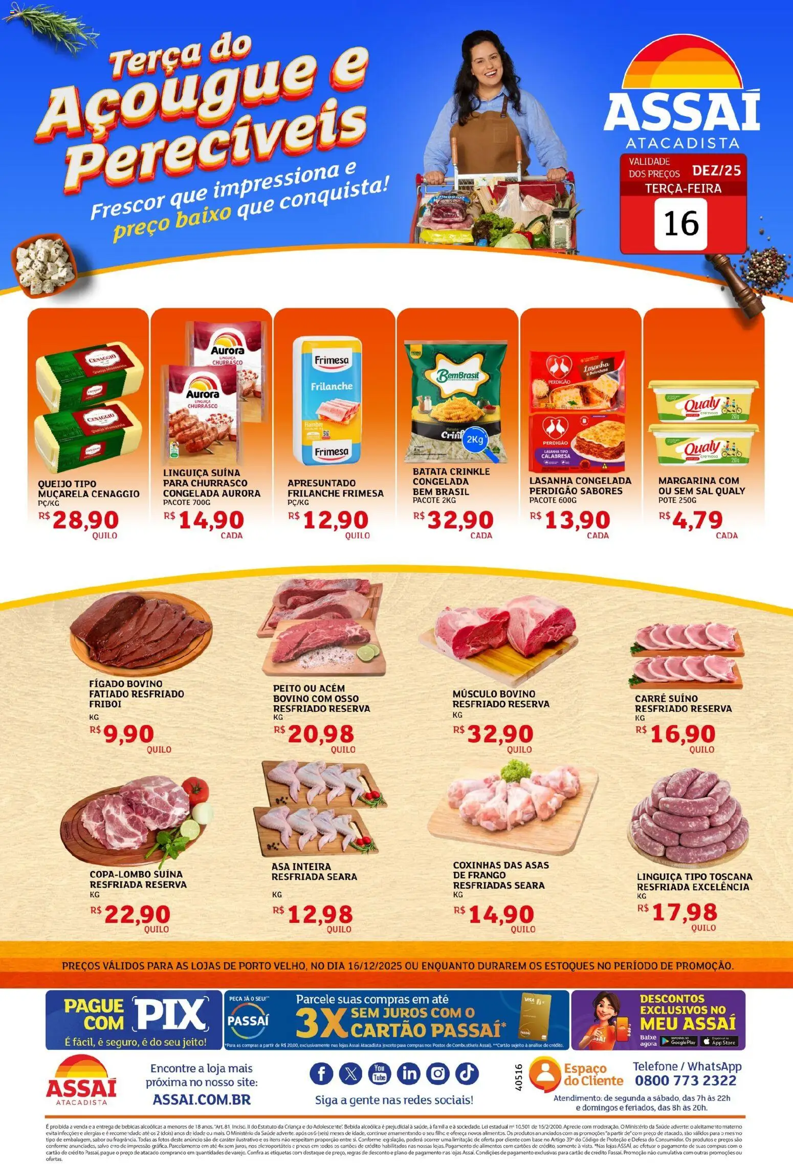 Assaí Atacadista Folheto - válido de 16.12.2025 | Página: 1 | Produtos: Linguiça, Bebida, Batata, Sal