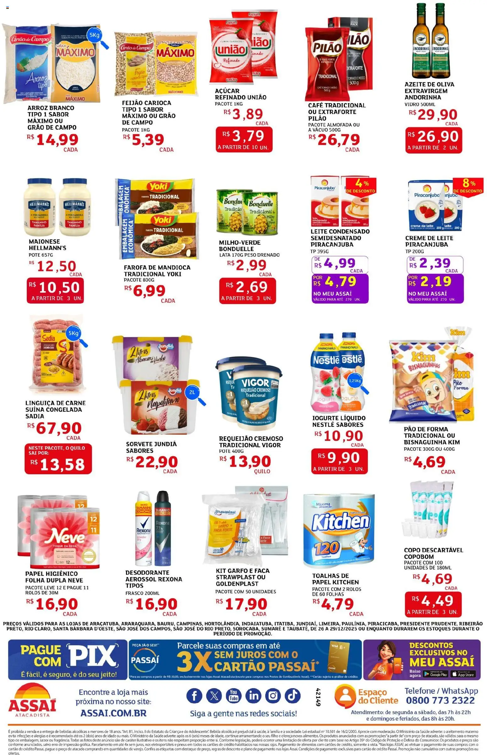 Assaí Atacadista Folheto - válido de 26.12.2025 | Página: 2 | Produtos: Pão de forma, Sorvete, Bebida, Açúcar