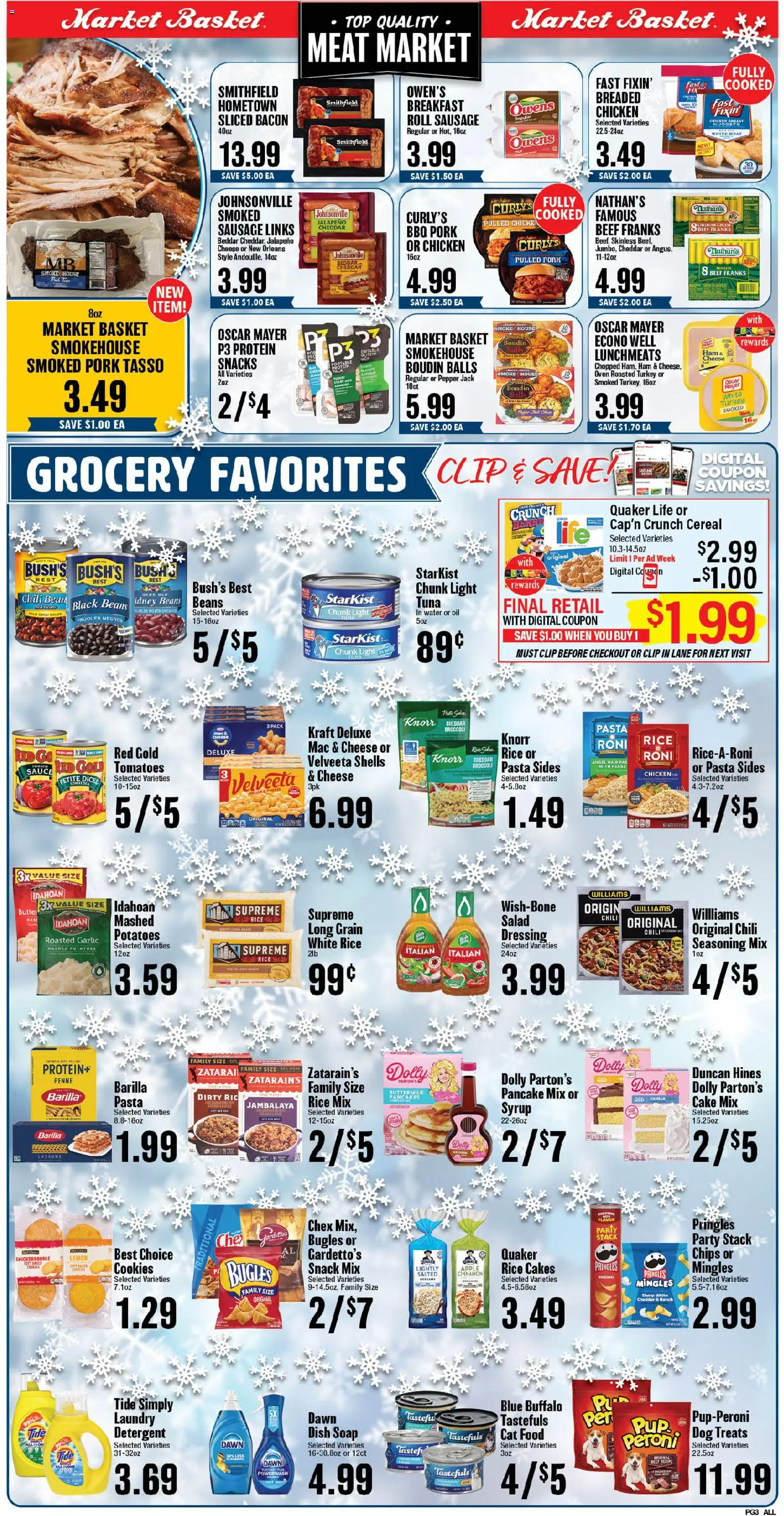 Market Basket Weekly Ad - valid from 21.01.2026 | Page: 3 | Products: Rice, Chips, Potatoes, Sauce