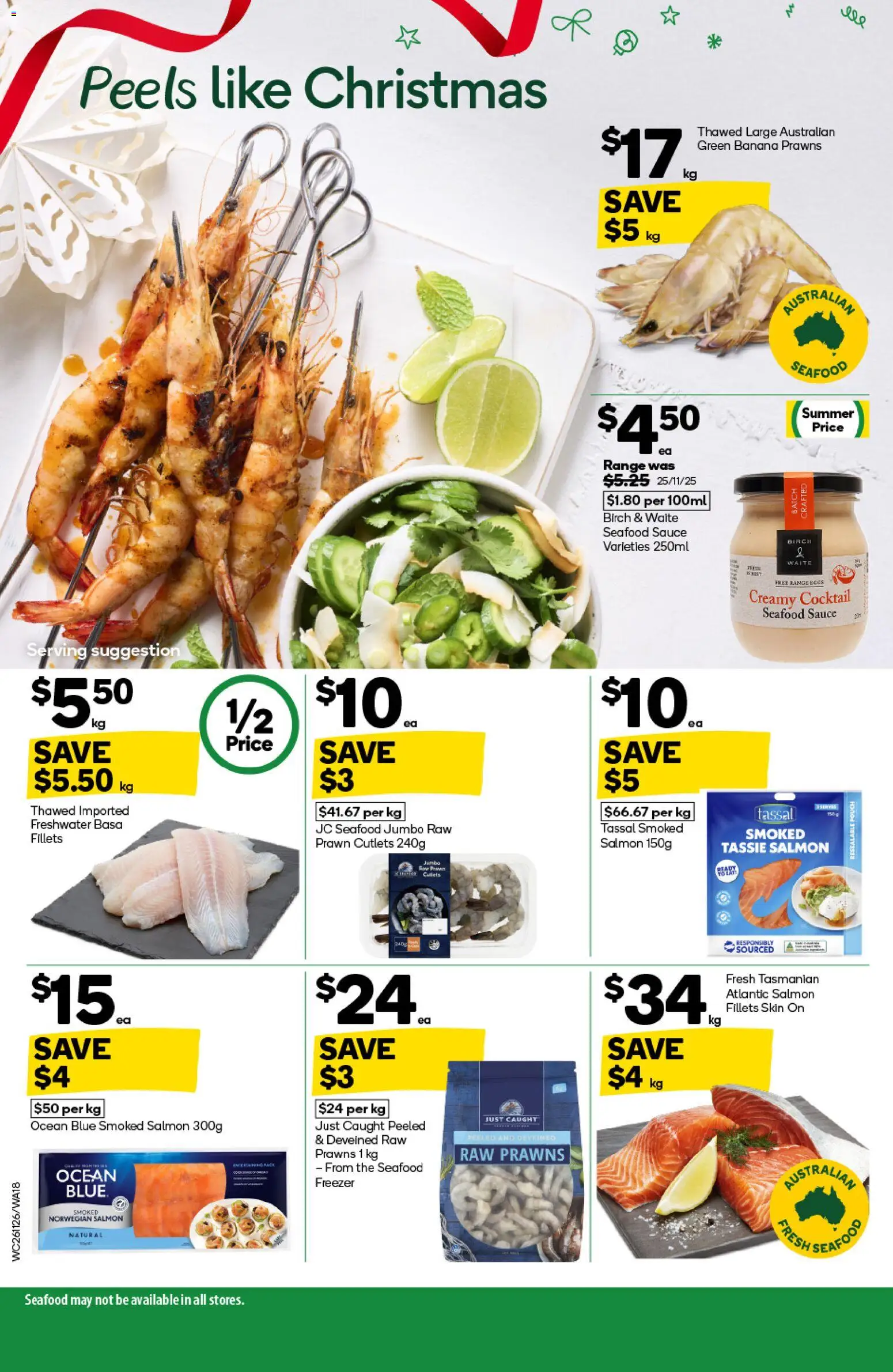 Woolworths catalogue - valid from 26.11.2025 | Page: 18 | Products: Prawns, Salmon, Sauce, Seafood