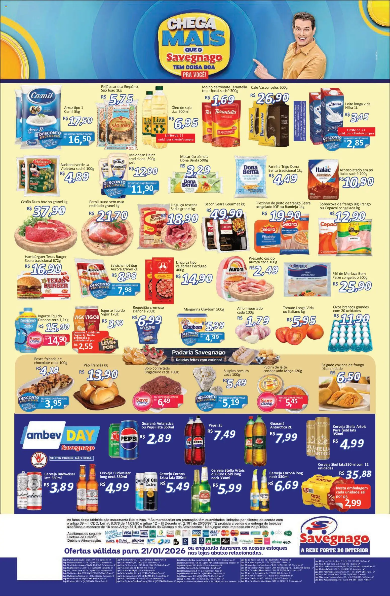 Savegnago Folheto - válido de 21.01.2026 | Página: 2 | Produtos: Pão, Café, Hambúrguer, Requeijão