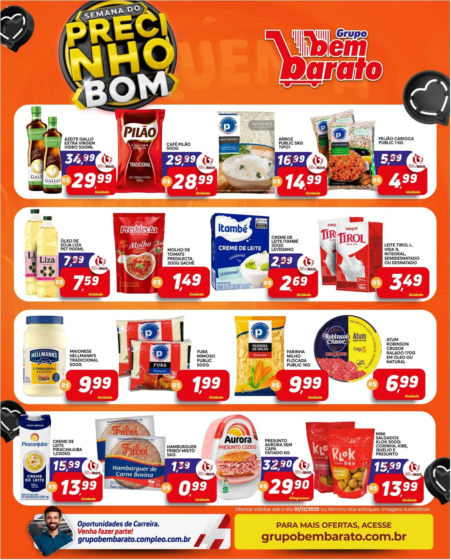 Supermercado Bem Barato Folheto - válido de 25.11.2025 | Página: 2 | Produtos: Fubá, Leite, Queijo, Café pilão