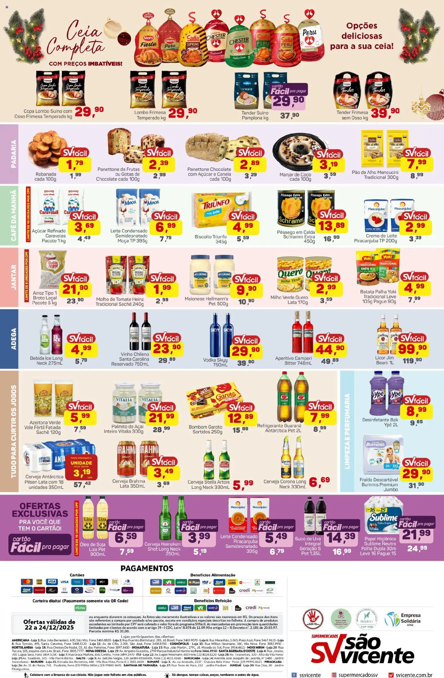 Supermercados São Vicente Folheto - válido de 22.12.2025 | Página: 2 | Produtos: Suco, Cerveja, Batata palha, Campari