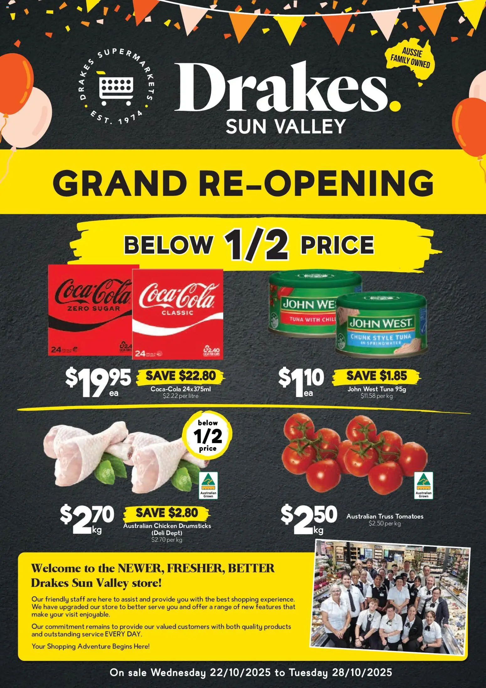 Drakes catalogue - valid from 22.10.2025 | Page: 1 | Products: Chicken, Tomatoes, Sugar, Tuna