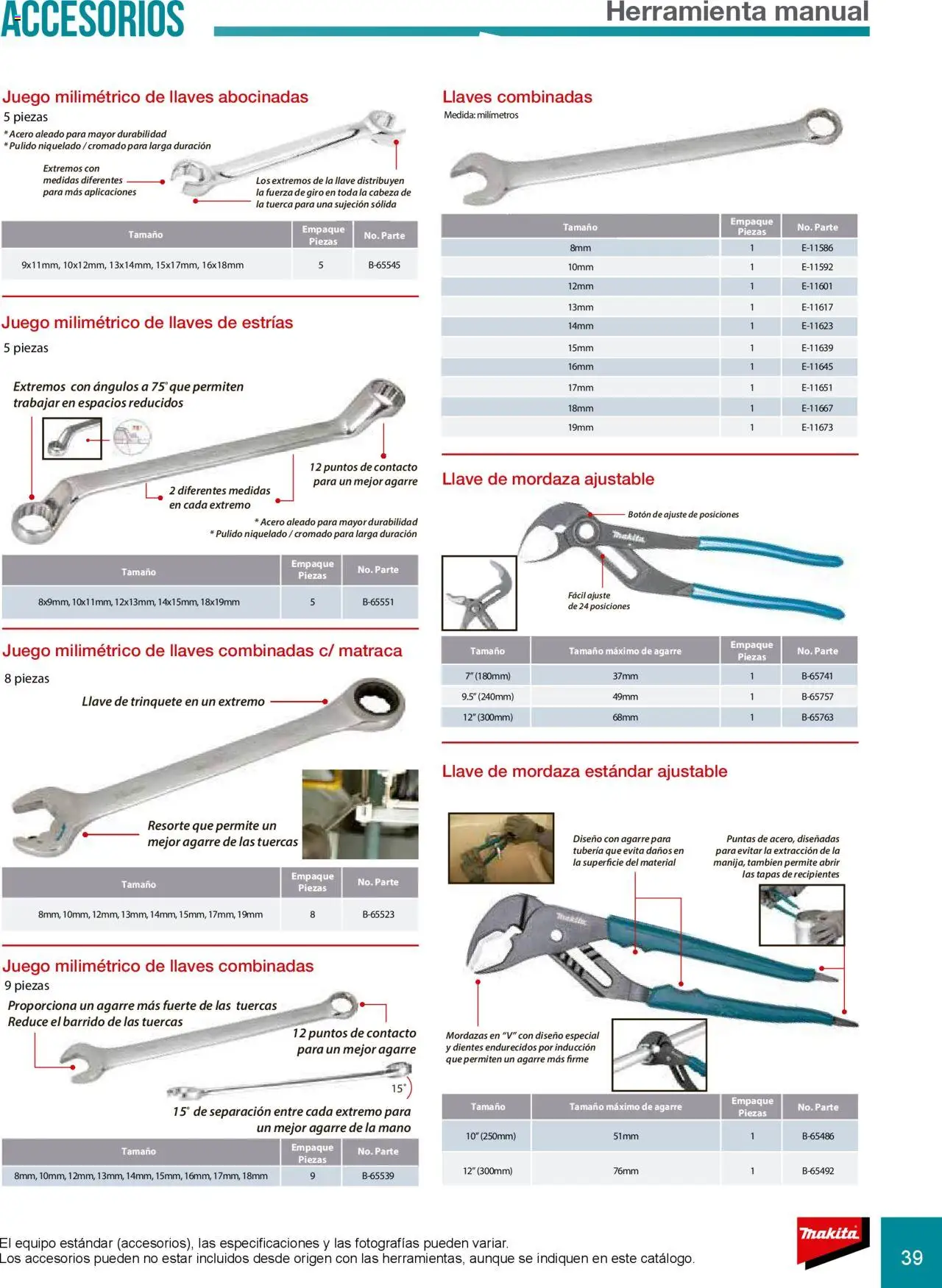 Nuevas ofertas de Makita válidas en toda la República Mexicana desde el 08.07.2024. ¡Encuentra las mejores ofertas en Makita catálogo Accesorios! | Página: 39 | Productos: Tuerca, Juego, Llave