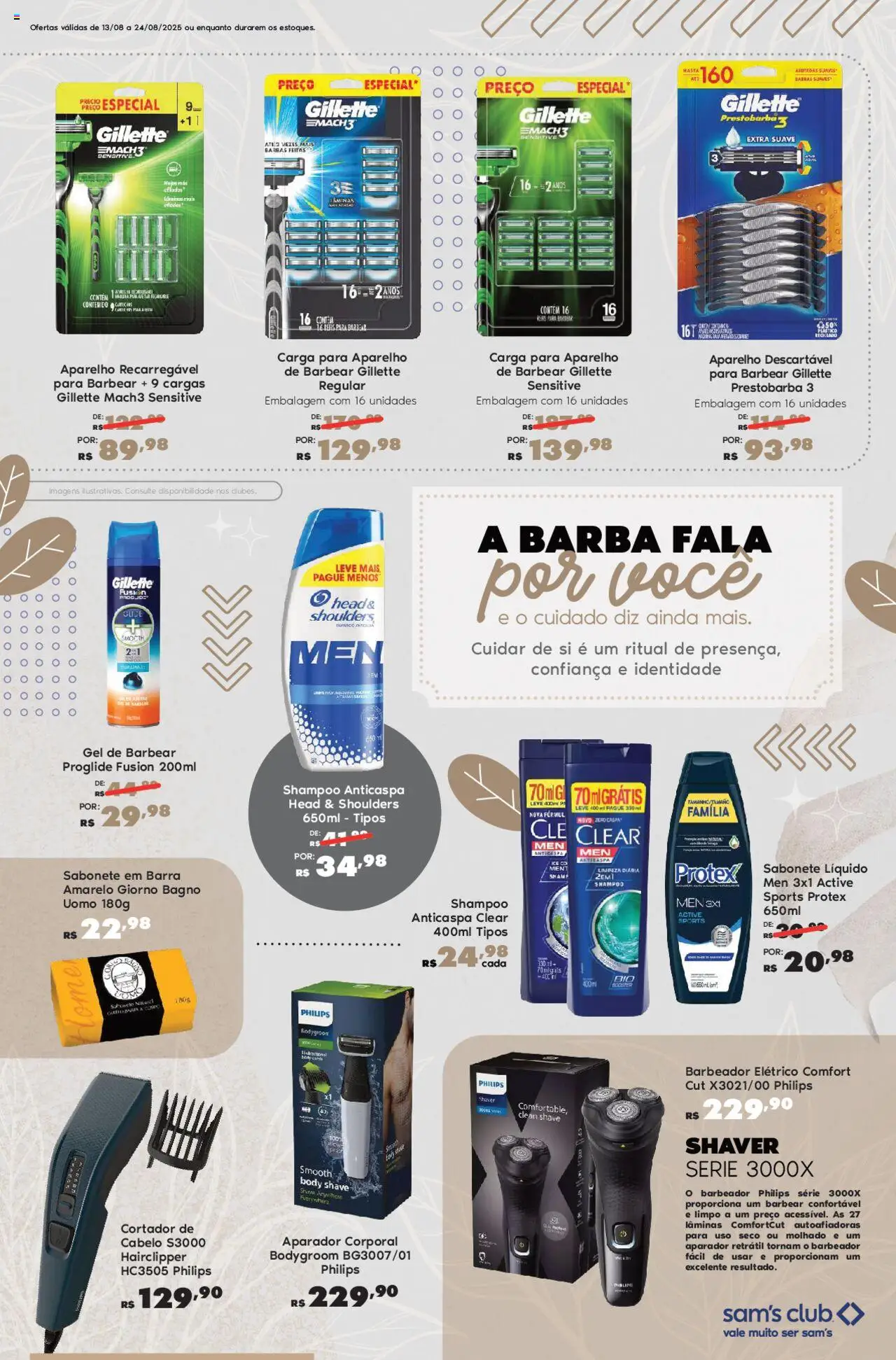 Sam's Club Folheto - válido de 13.08.2025 | Página: 13 | Produtos: Shampoo, Barbeador, Aparador, Body