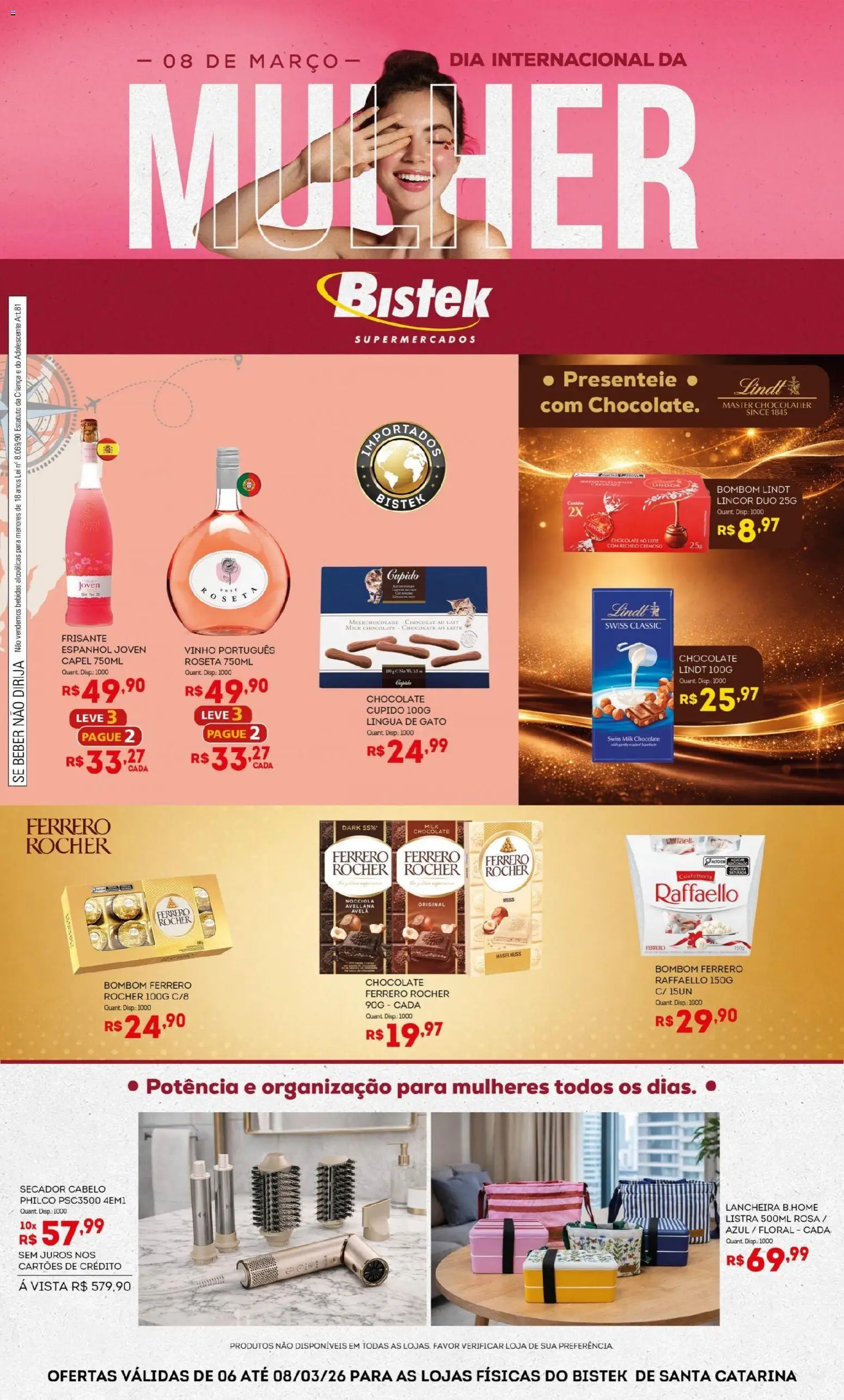 Bistek Supermercados Folheto - válido de 06.03.2026 | Página: 4 | Produtos: Secador, Lente, Vinho, Ferrero Rocher