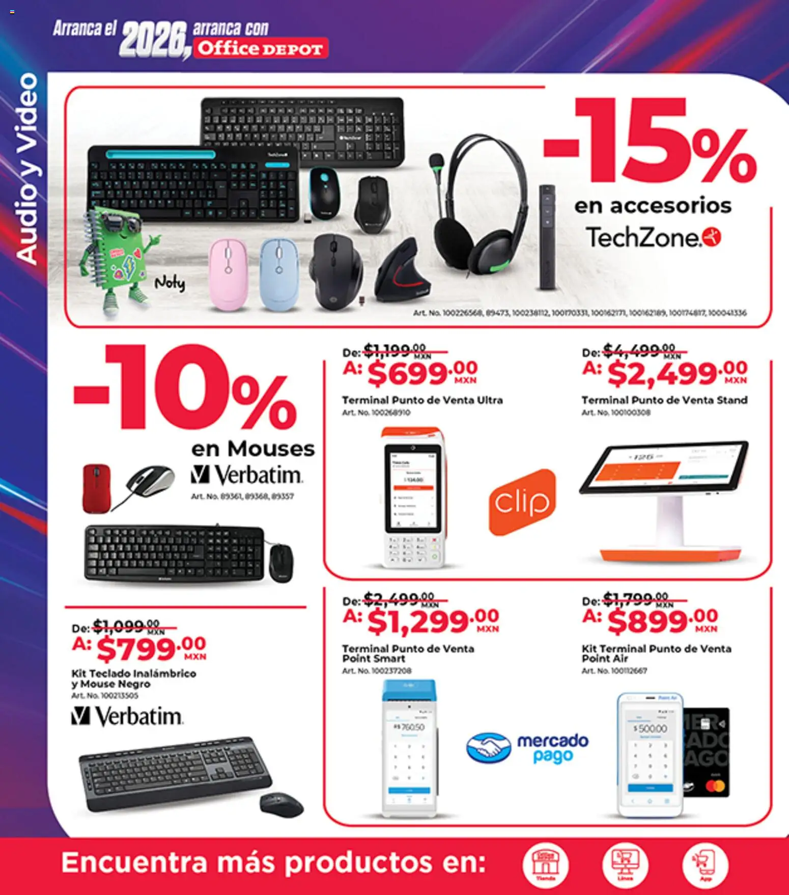 Nuevas ofertas de Office Depot válidas en toda la República Mexicana desde el 01.02.2026. ¡Encuentra las mejores ofertas en Office Depot catálogo! | Página: 7 | Productos: Mouse, Audio, Teclado, Video