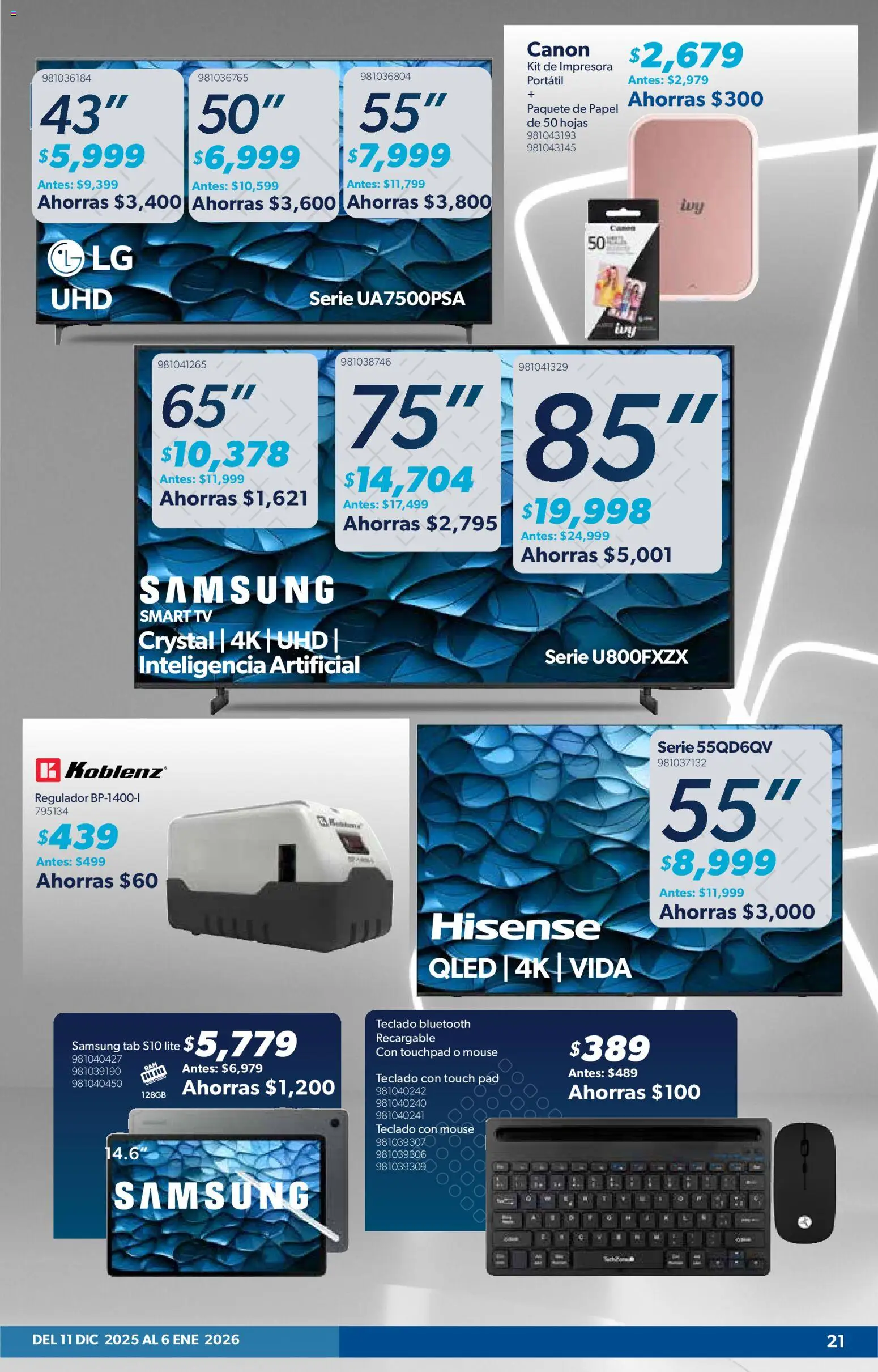 Nuevas ofertas de Sam's Club válidas en toda la República Mexicana desde el 11.12.2025. ¡Encuentra las mejores ofertas en Sam's Club catálogo Frontera! | Página: 20 | Productos: Mouse, Impresora, Teclado
