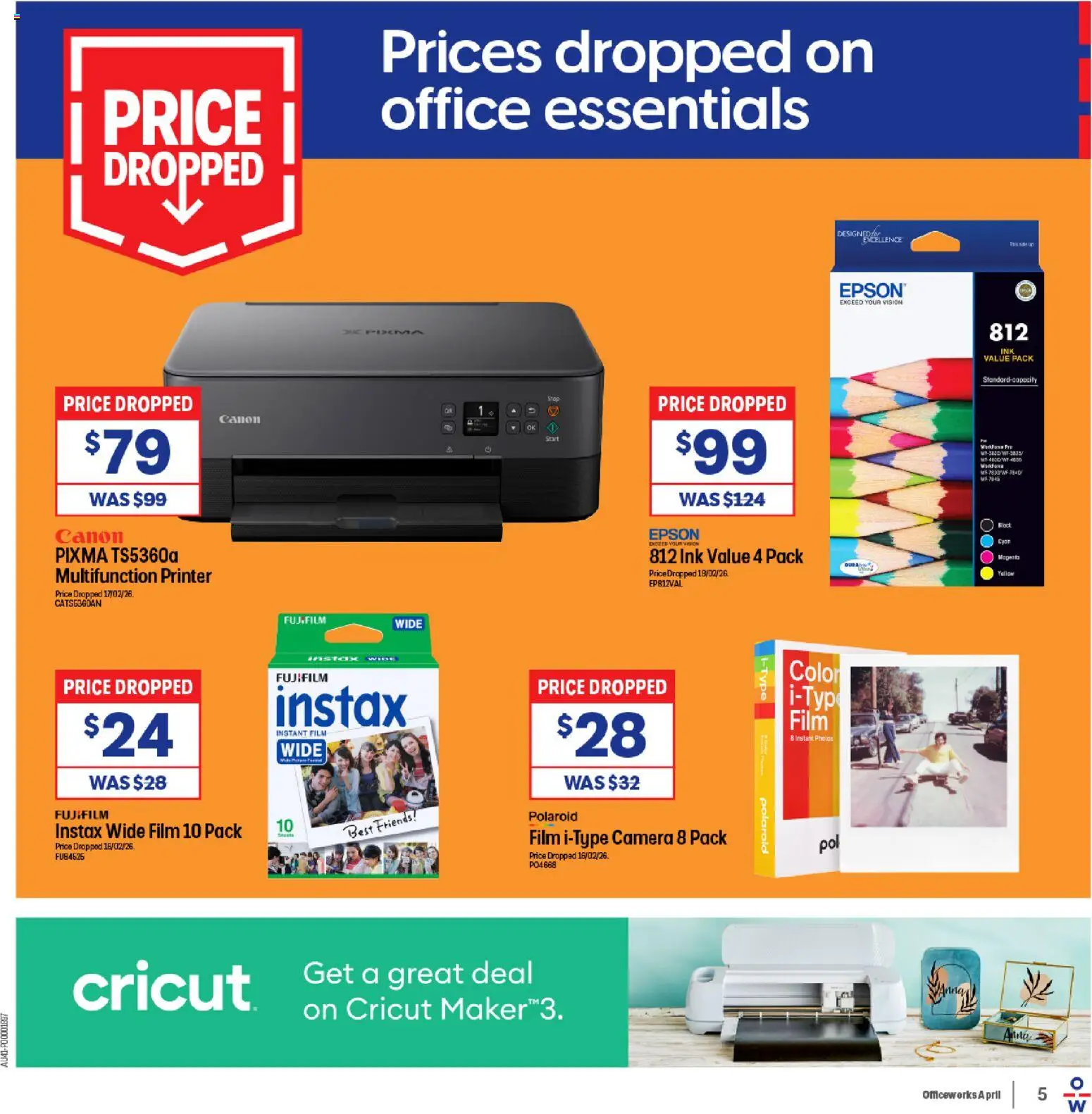 Officeworks catalogue - valid from 31.03.2026 | Page: 5 | Products: Printer, Camera