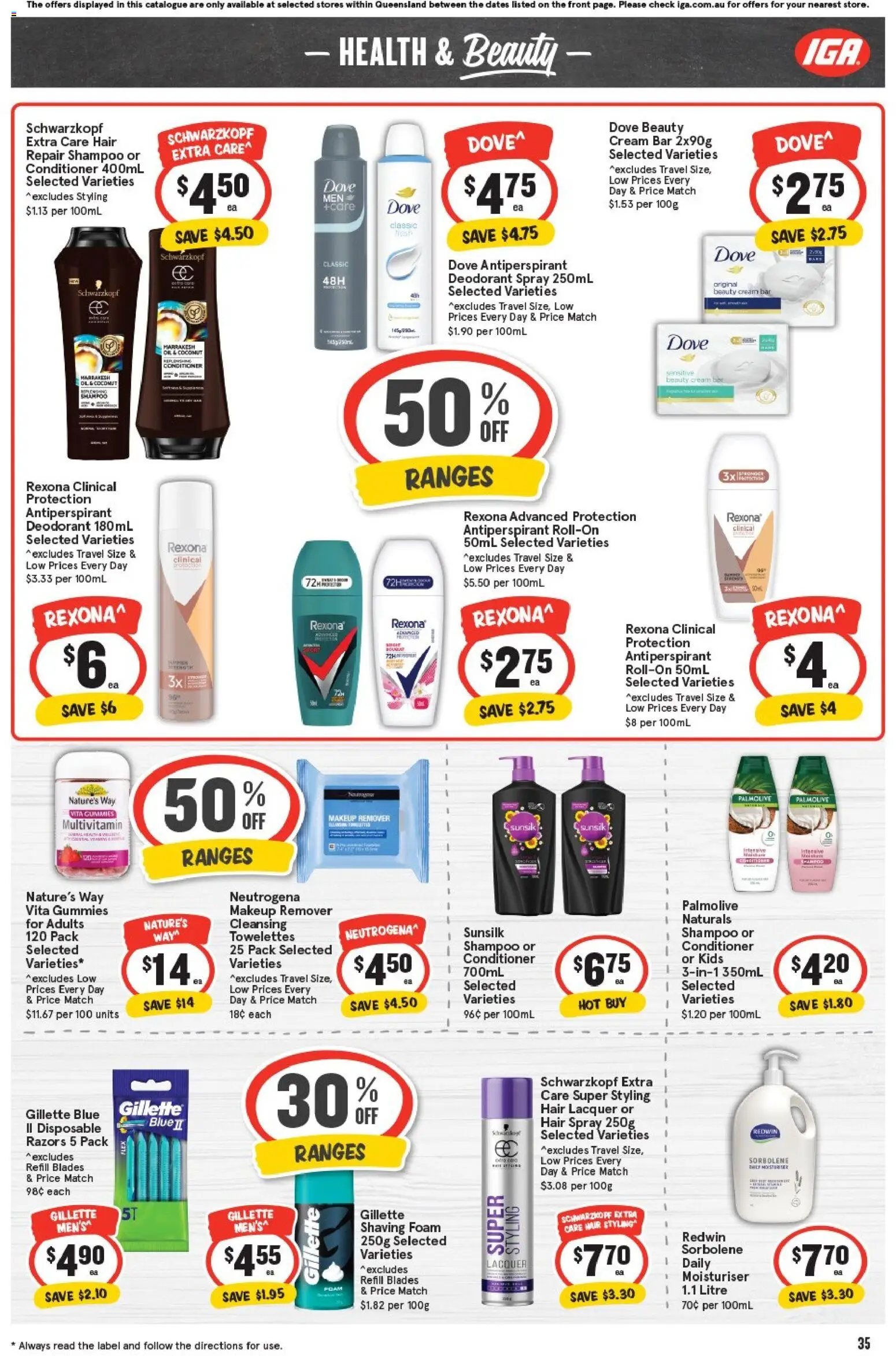 IGA catalogue - valid from 29.10.2025 | Page: 34 | Products: Oil, Shaving foam, Cream, Multivitamin