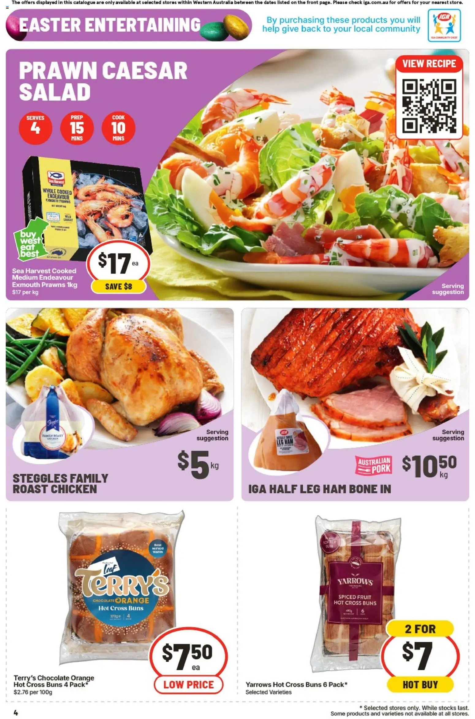 IGA catalogue - valid from 01.04.2026 | Page: 4 | Products: Ham, Chicken, Prawns, Salad