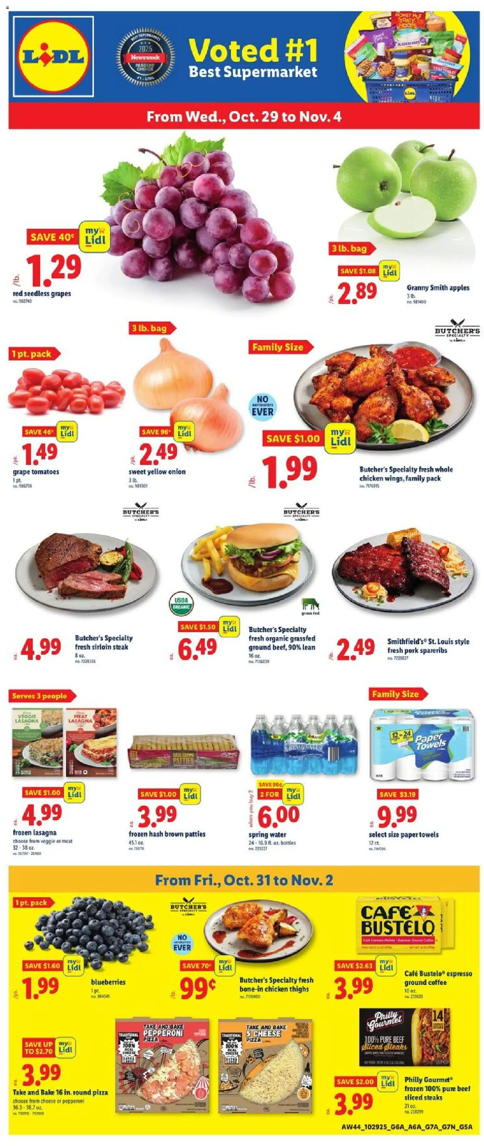 Lidl Weekly Ad - SC - valid from 29.10.2025 | Page: 1 | Products: Coffee, Pork, Grapes, Onion