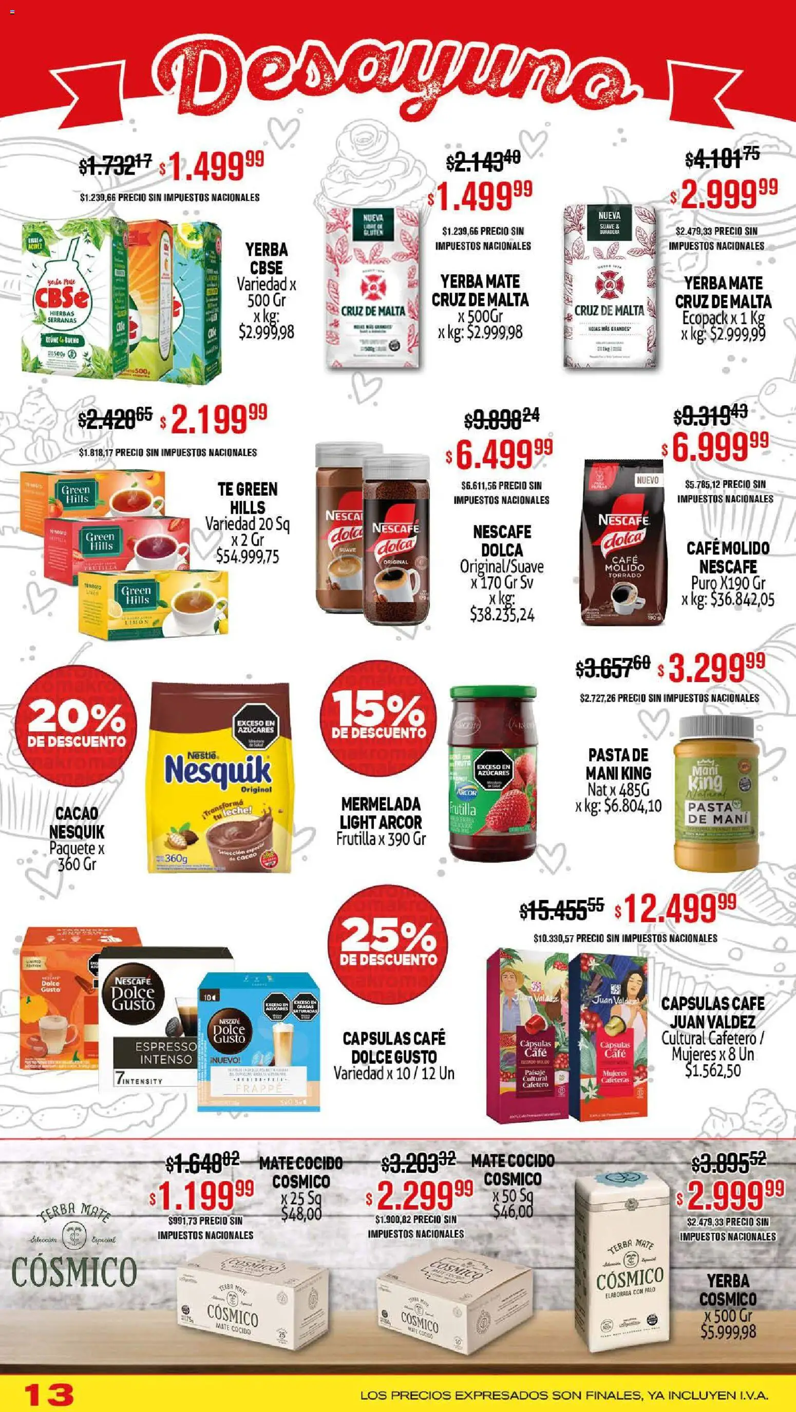 Makro ofertas │ válido desde el 13.11.2025 | Página: 13 | Productos: Mate, Yerba, Mermelada, Pasta