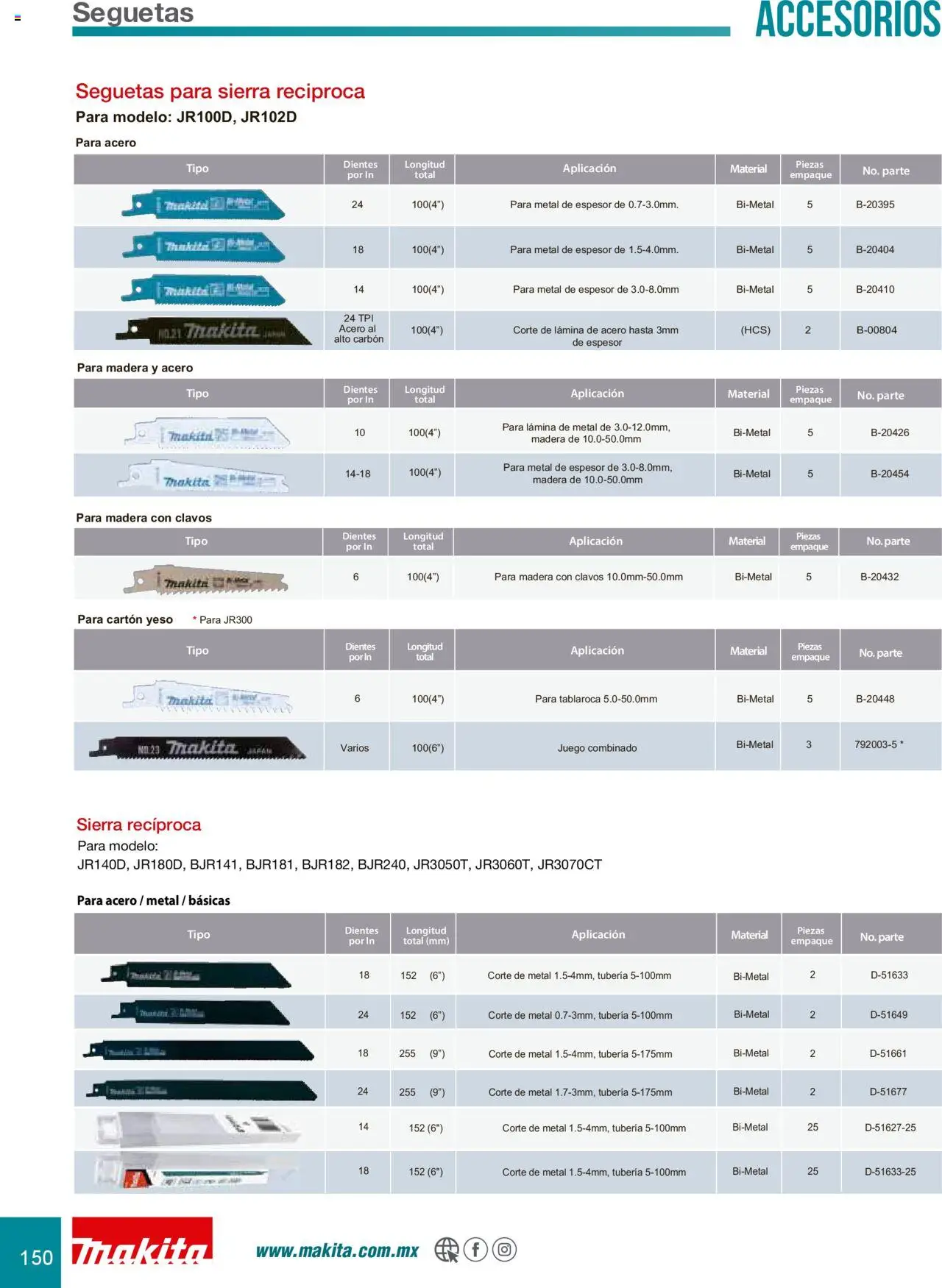 Nuevas ofertas de Makita válidas en toda la República Mexicana desde el 08.07.2024. ¡Encuentra las mejores ofertas en Makita catálogo Accesorios! | Página: 150 | Productos: Juego, Sierra