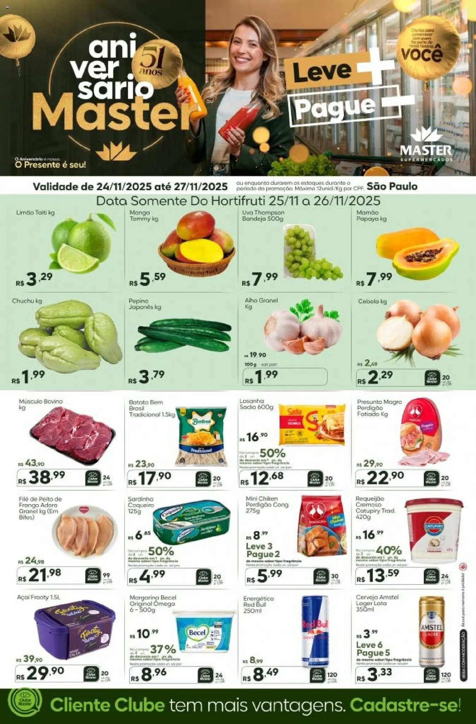 Master Folheto - válido de 24.11.2025 | Página: 1 | Produtos: Lasanha, Bandeja, Mamão, Frango