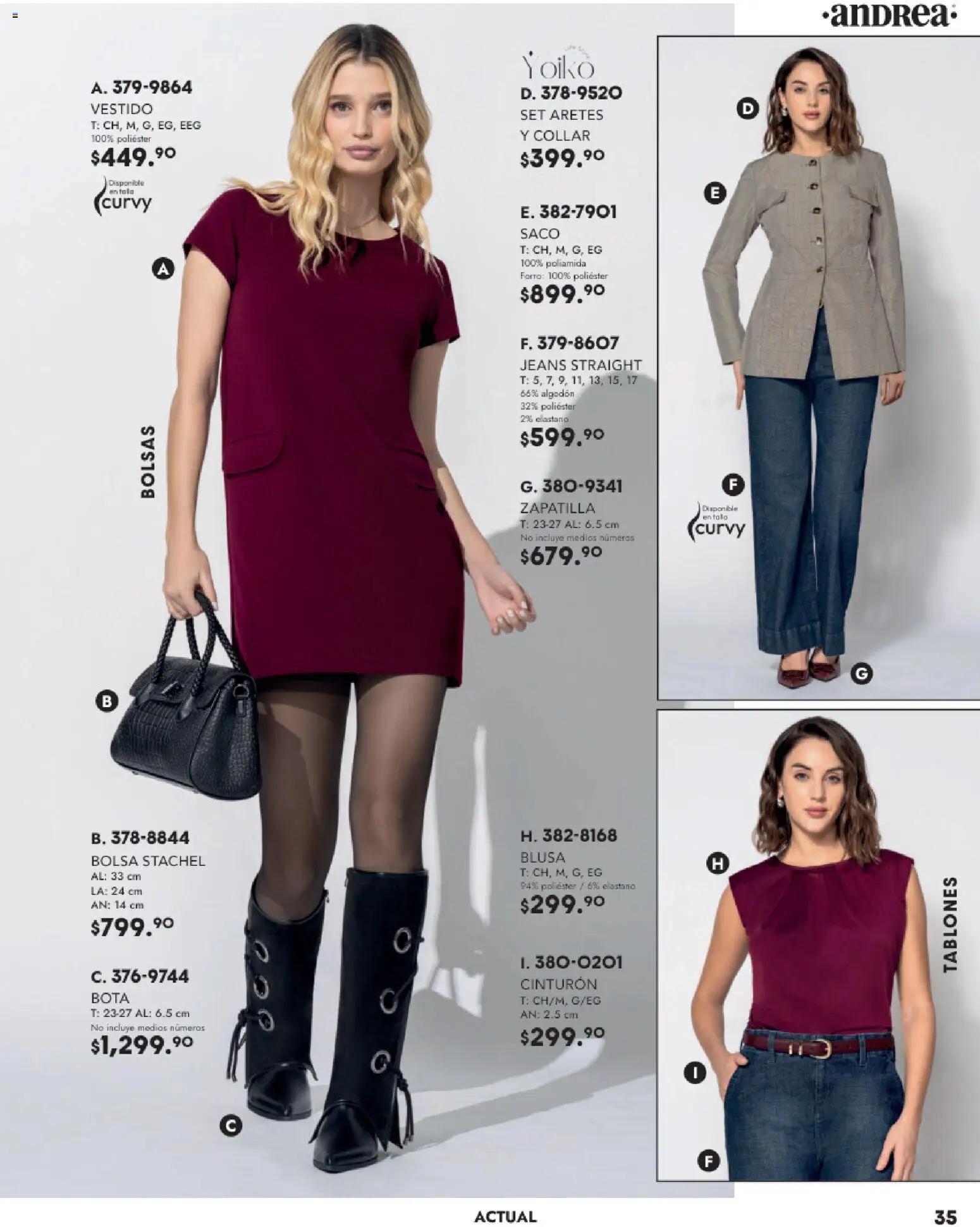 Nuevas ofertas de Andrea válidas en toda la República Mexicana desde el 26.11.2025. ¡Encuentra las mejores ofertas en Andrea catálogo Vestir! | Página: 35 | Productos: Cinturón, Algodón, Vestido, Collar