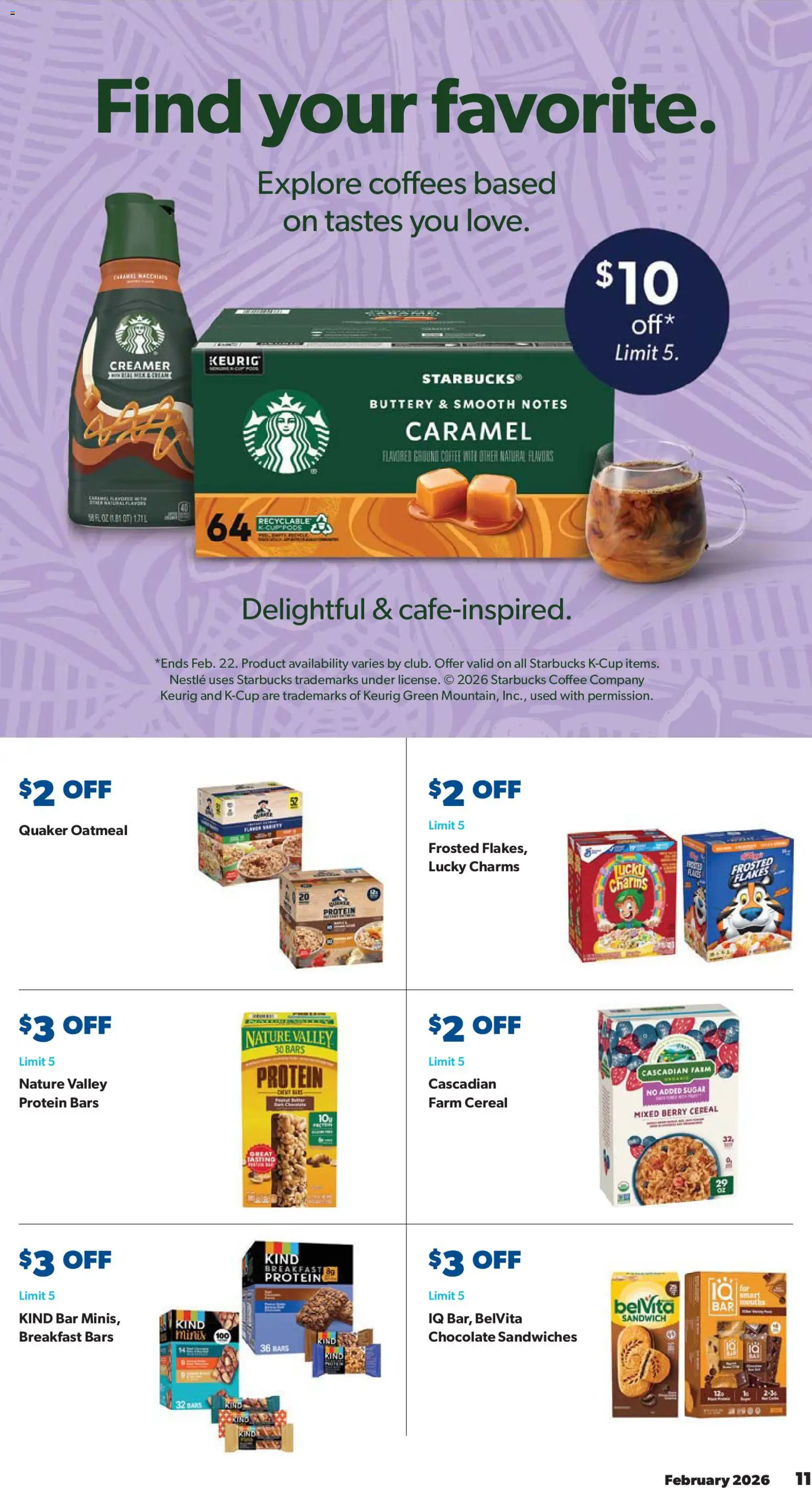 Sam's Club Instant Savings Book February - valid from 28.01.2026 | Page: 11 | Products: Coffee, Chocolate, Flakes, Sugar