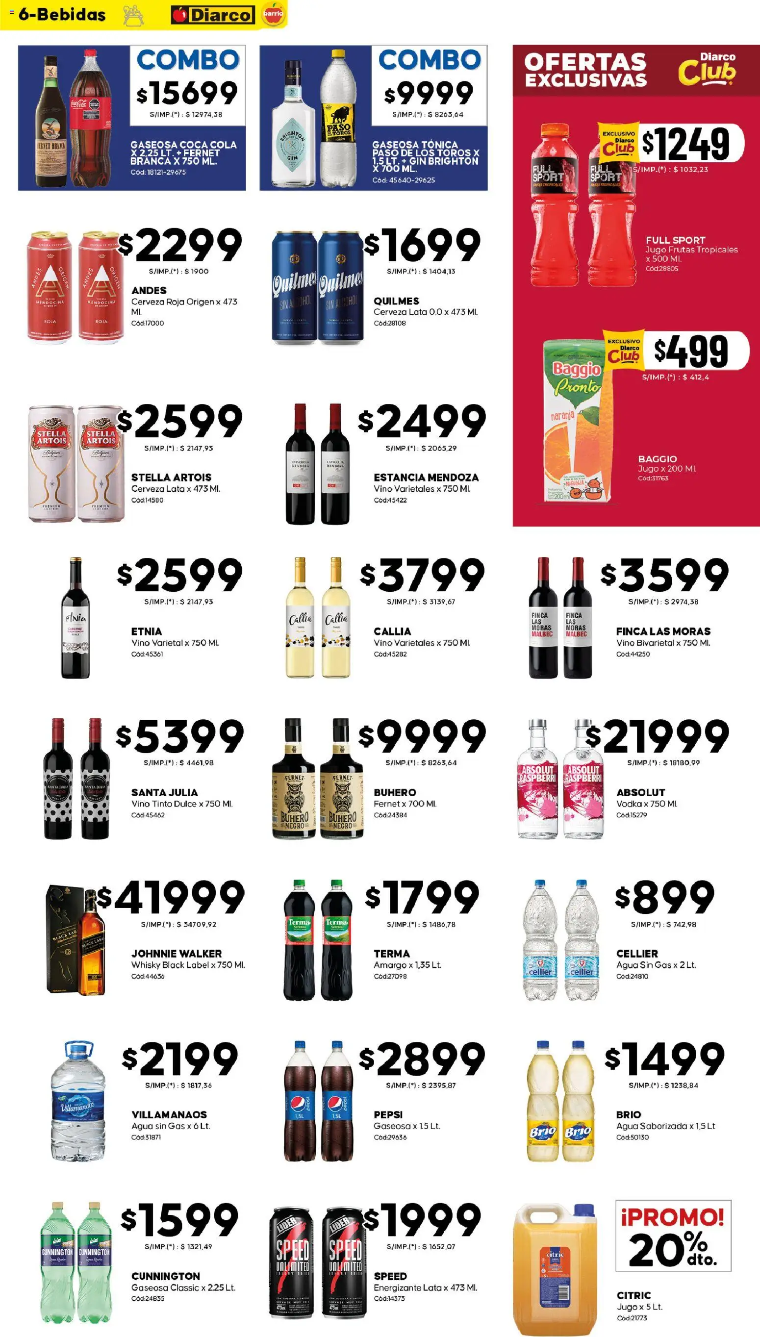 Diarco - Ofertas Diarco Barrio │ válido desde el 10.11.2025 | Página: 6 | Productos: Vodka, Fernet, Gaseosa, Agua saborizada