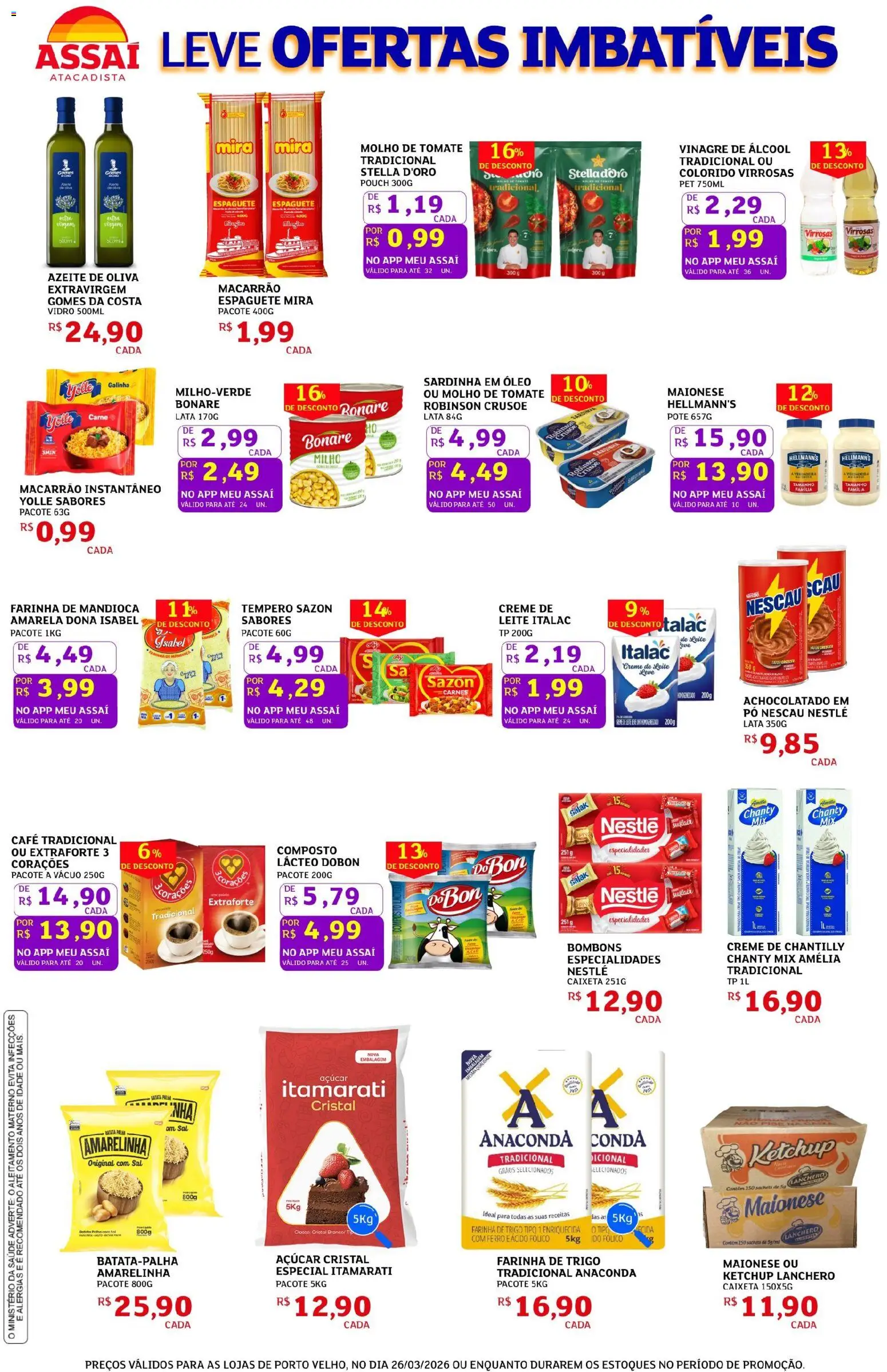 Assaí Atacadista Folheto - válido de 26.03.2026 | Página: 2 | Produtos: Ferro, Nescau, Macarrão, Creme