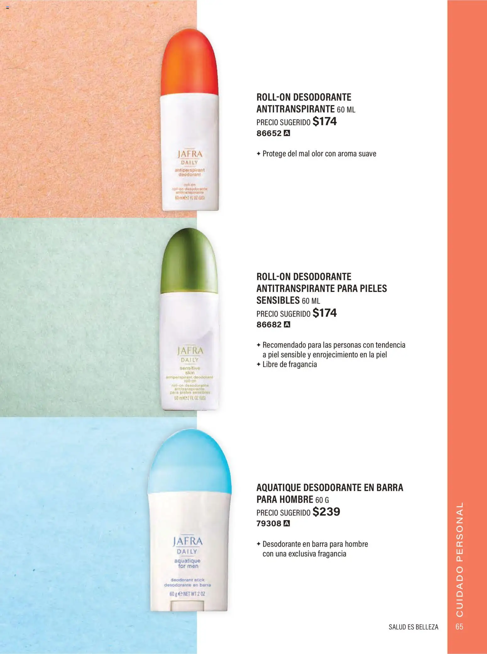 Nuevas ofertas de JAFRA válidas en toda la República Mexicana desde el 01.02.2026. ¡Encuentra las mejores ofertas en JAFRA catálogo Organizador de Ventas! | Página: 65 | Productos: Desodorante, Antitranspirante, Barra, Fragancia