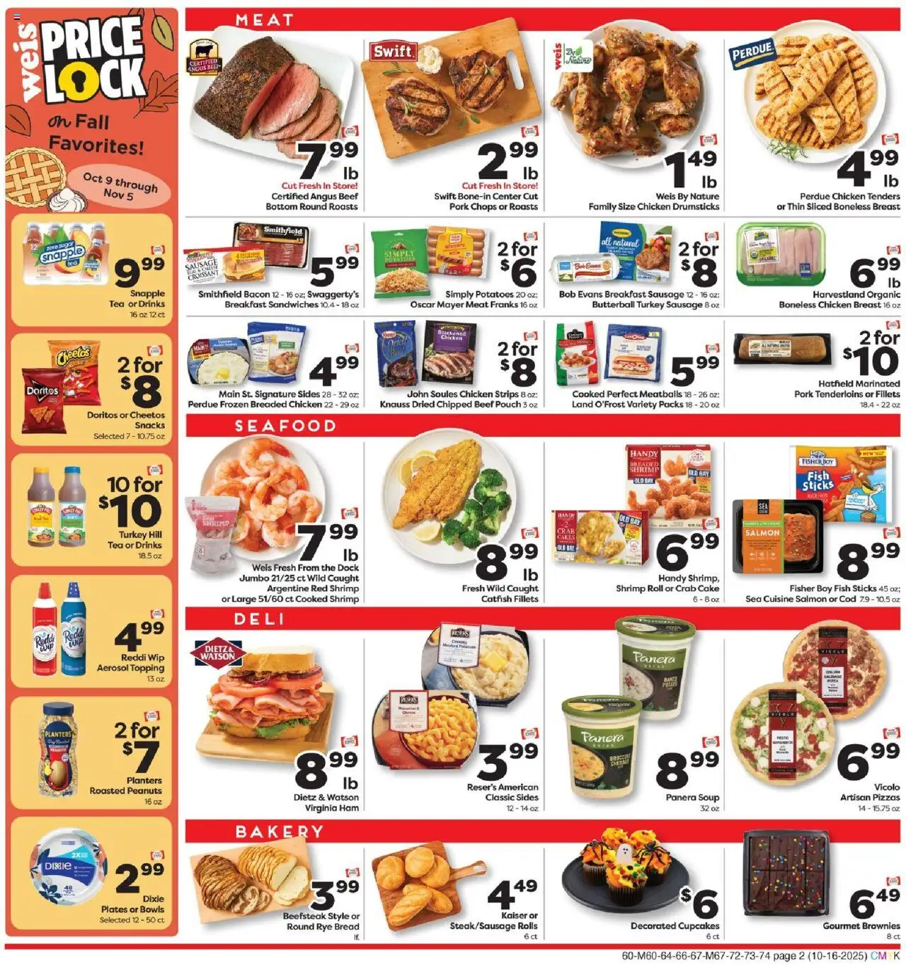 Weis Weekly Circular - MD - valid from 16.10.2025 | Page: 2 | Products: Bakery, Ham, Fish, Beef