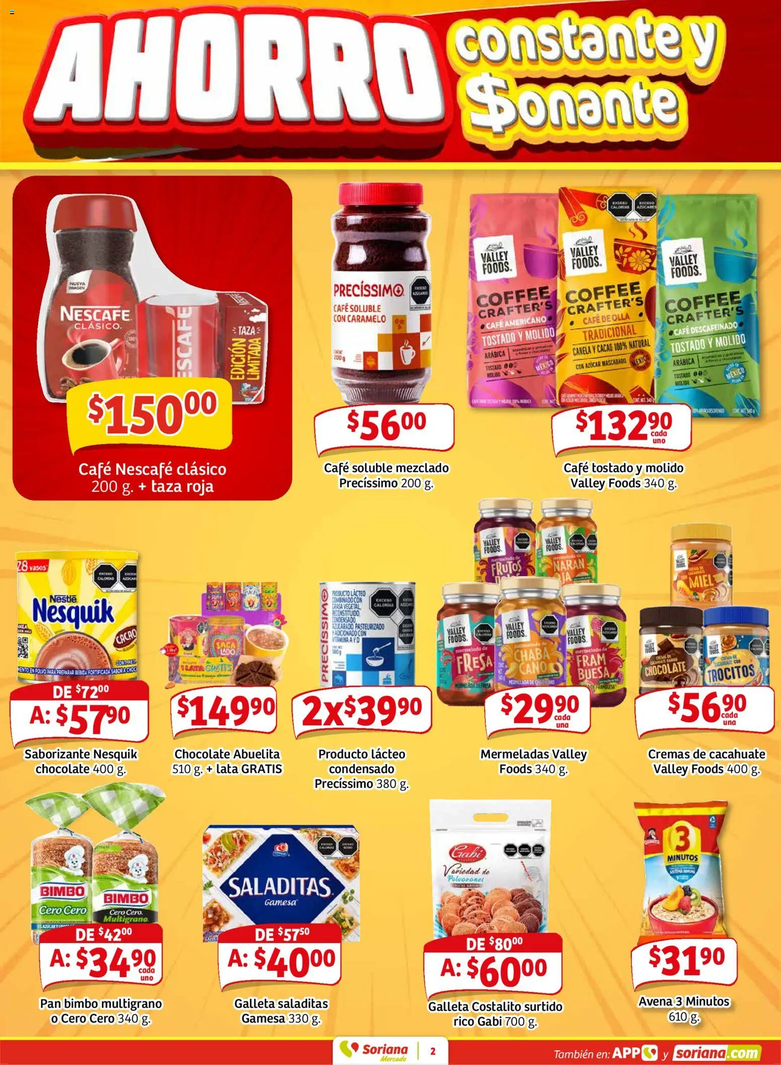 Nuevas ofertas de Soriana válidas en toda la República Mexicana desde el 02.01.2026. ¡Encuentra las mejores ofertas en Soriana - Pesito Valedor Mercado: Chih, Coah, Dur, NL, SLP, Tamps, Zac! | Página: 10 | Productos: Azúcar, Avena, Cacahuate, Vasos