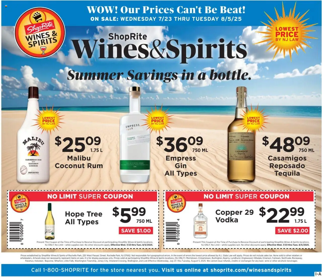 ShopRite Wine & Spirits - valid from 23.07.2025 | Page: 1 | Products: Wine, Gin, Vodka