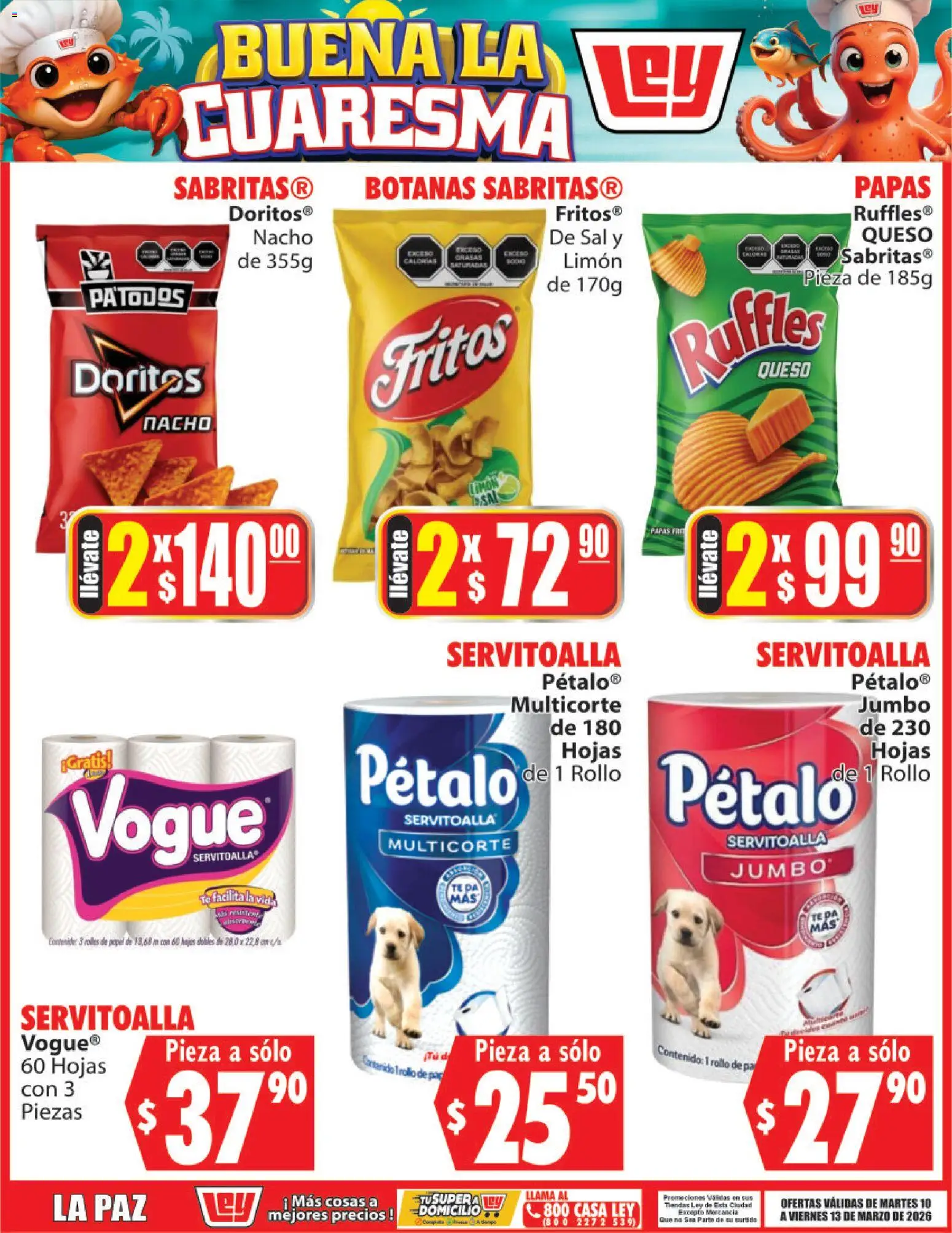 Nuevas ofertas de Casa Ley válidas en toda la República Mexicana desde el 10.03.2026. ¡Encuentra las mejores ofertas en Casa Ley folleto Buena la Cuaresma! | Página: 5 | Productos: Sal, Limón, Queso, Té