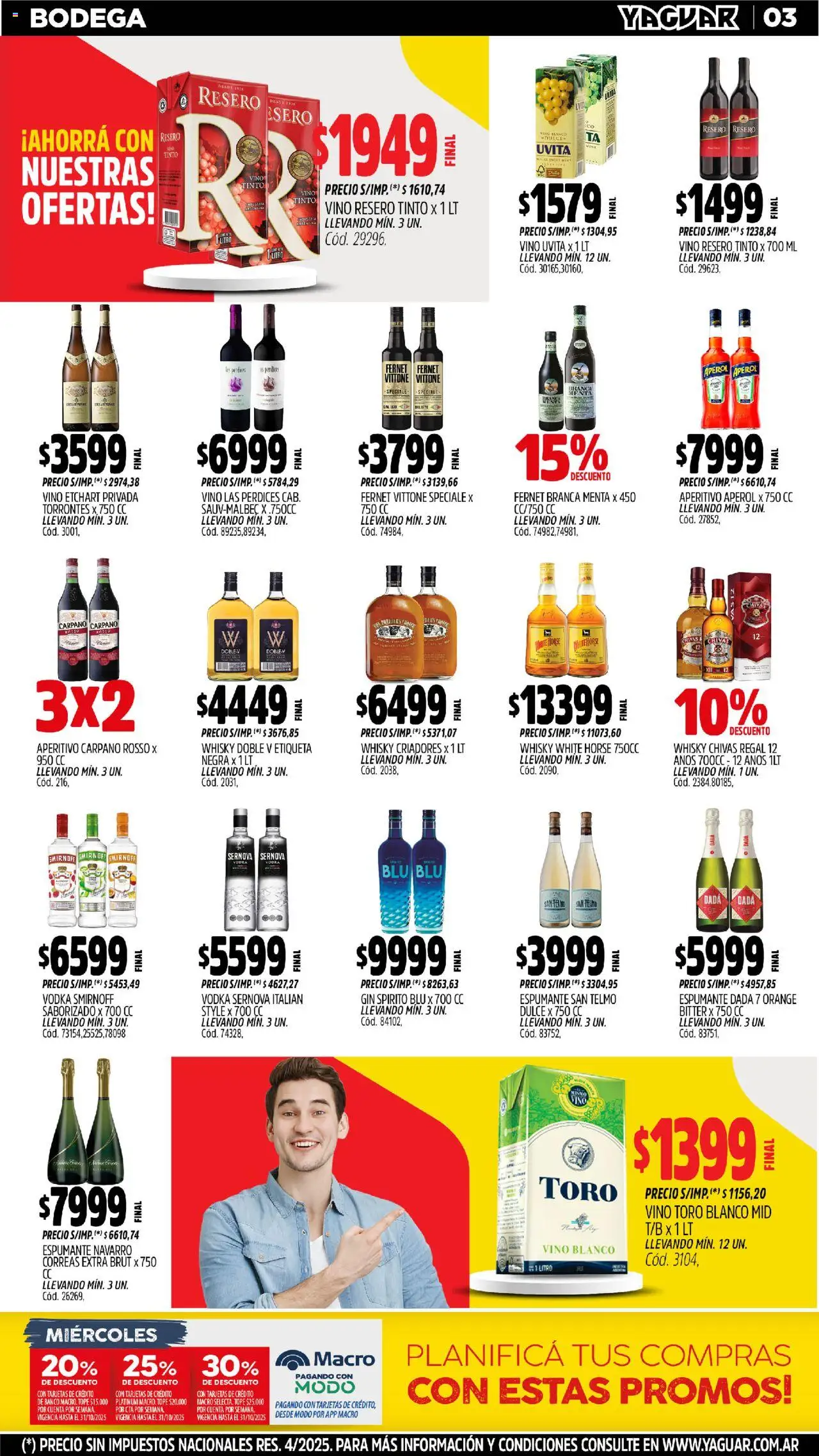 Yaguar - Mendoza │ válido desde el 20.10.2025 | Página: 3 | Productos: Vodka, Whisky, Banco, Vino
