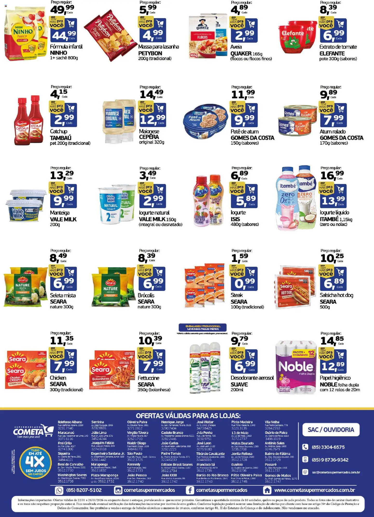 Cometa Supermercados Folheto - válido de 22.01.2026 | Página: 2 | Produtos: Desodorante, Salsicha, Lasanha, Flocos