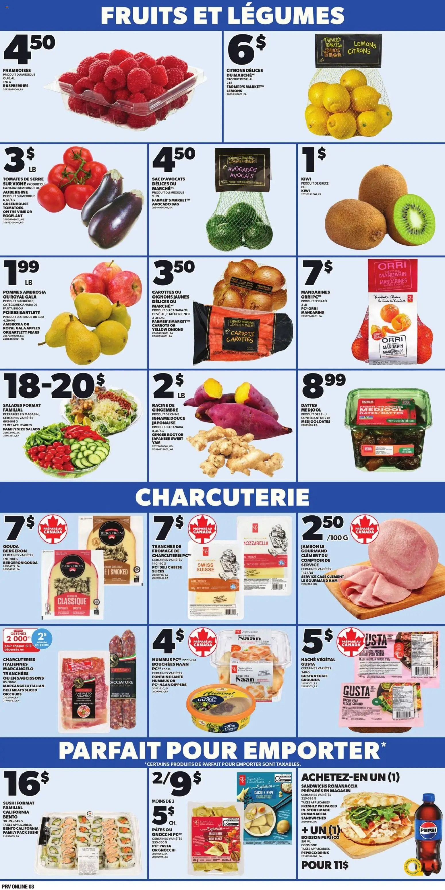 Provigo flyer valid from 26.02.2026 | Page: 3 | Products: Pasta, Kiwi, Cheese, Salami