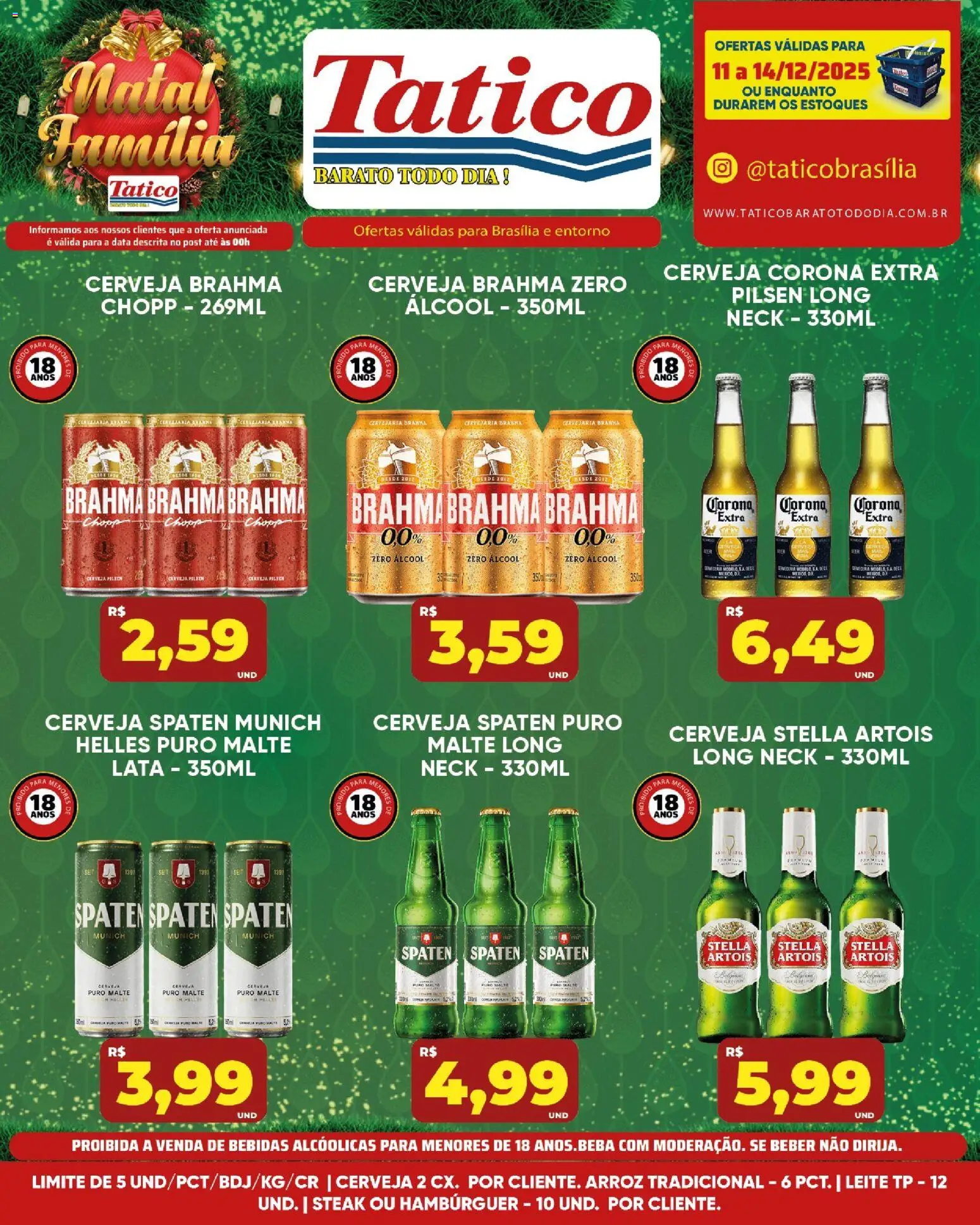 Tatico Folheto - válido de 15.12.2025 | Página: 34 | Produtos: Leite, Cerveja, Arroz, Hambúrguer