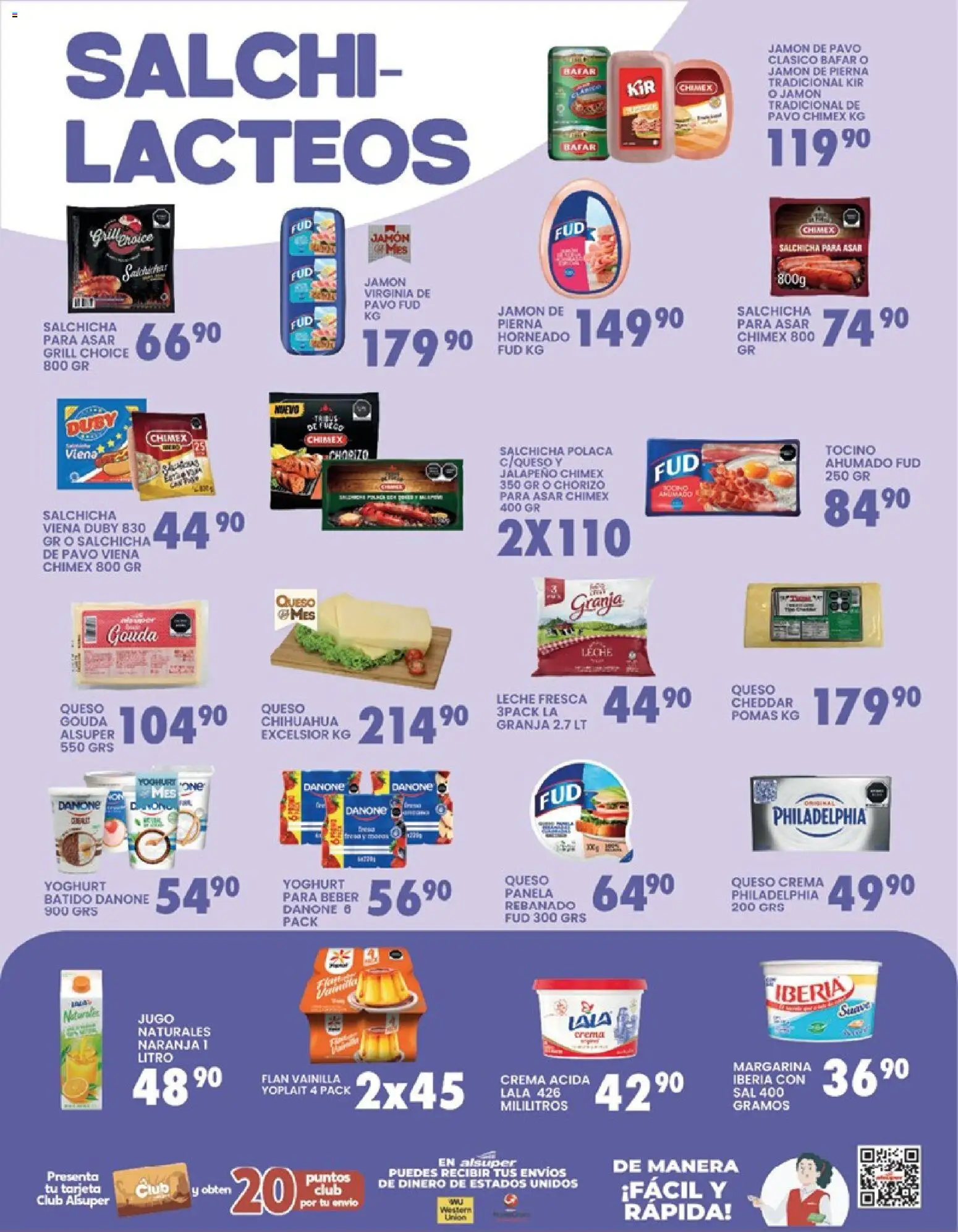 Nuevas ofertas de Alsuper válidas en toda la República Mexicana desde el 13.03.2026. ¡Encuentra las mejores ofertas en Alsuper folleto Durango! | Página: 3 | Productos: Tocino, Salchicha, Queso crema, Margarina