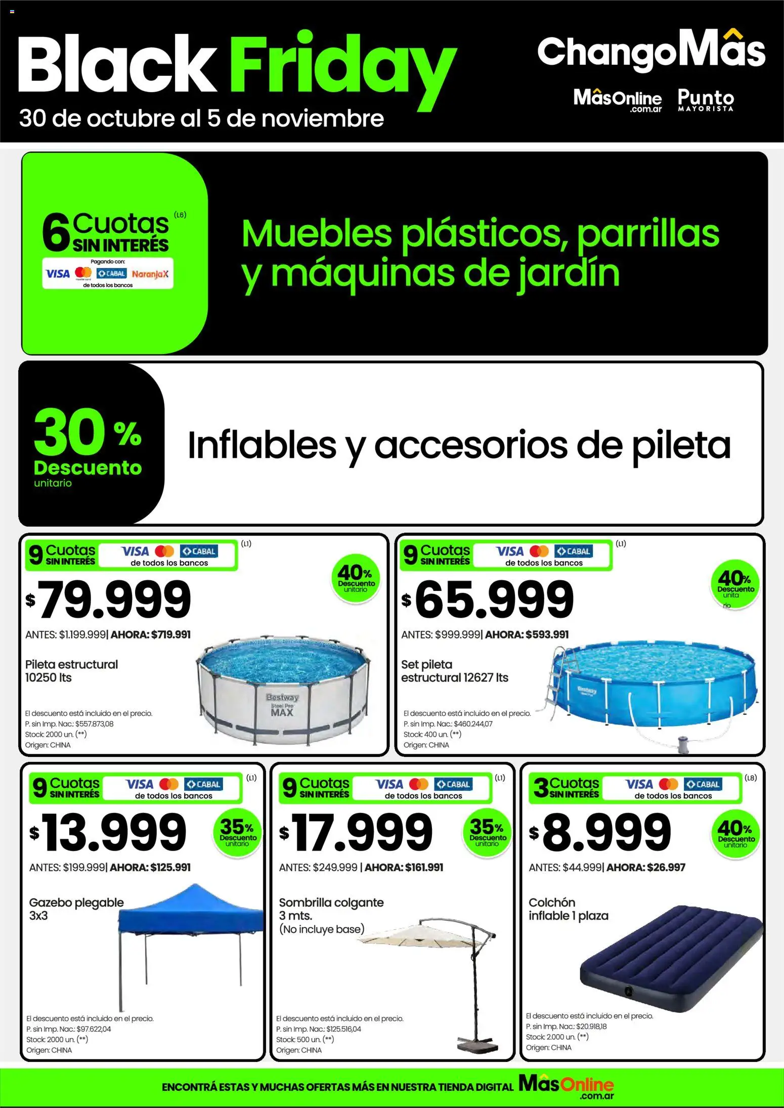 Punto Mayorista Black Friday │ válido desde el 30.10.2025 | Página: 6 | Productos: Colchón, Gazebo, Pileta, Sombrilla