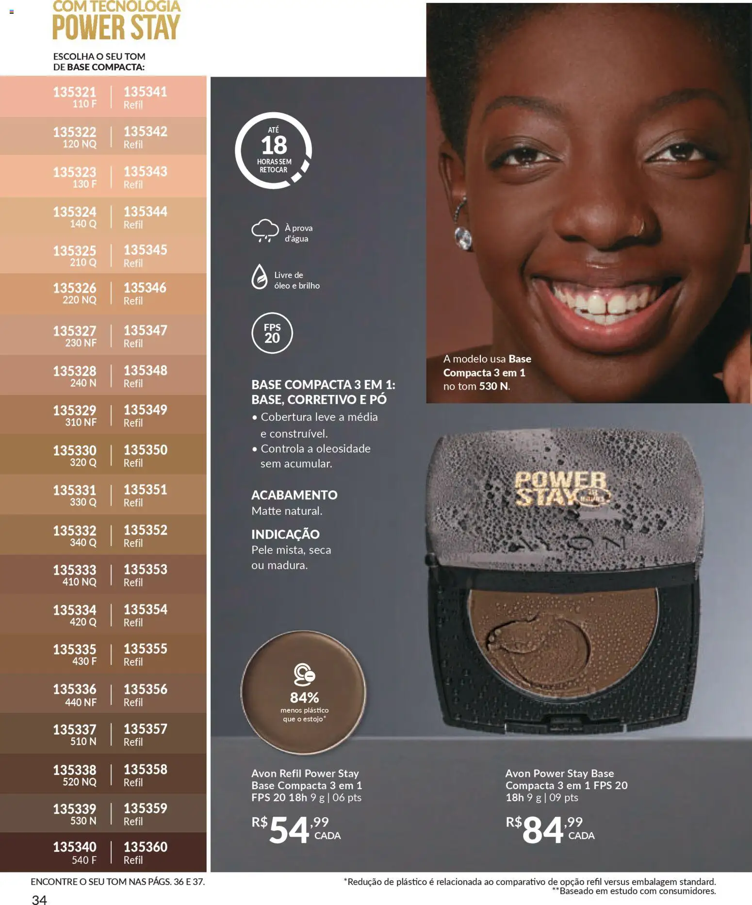 Avon Folheto - válido de 06.01.2026 | Página: 34 | Produtos: Corretivo, Pó, Óleo, Base