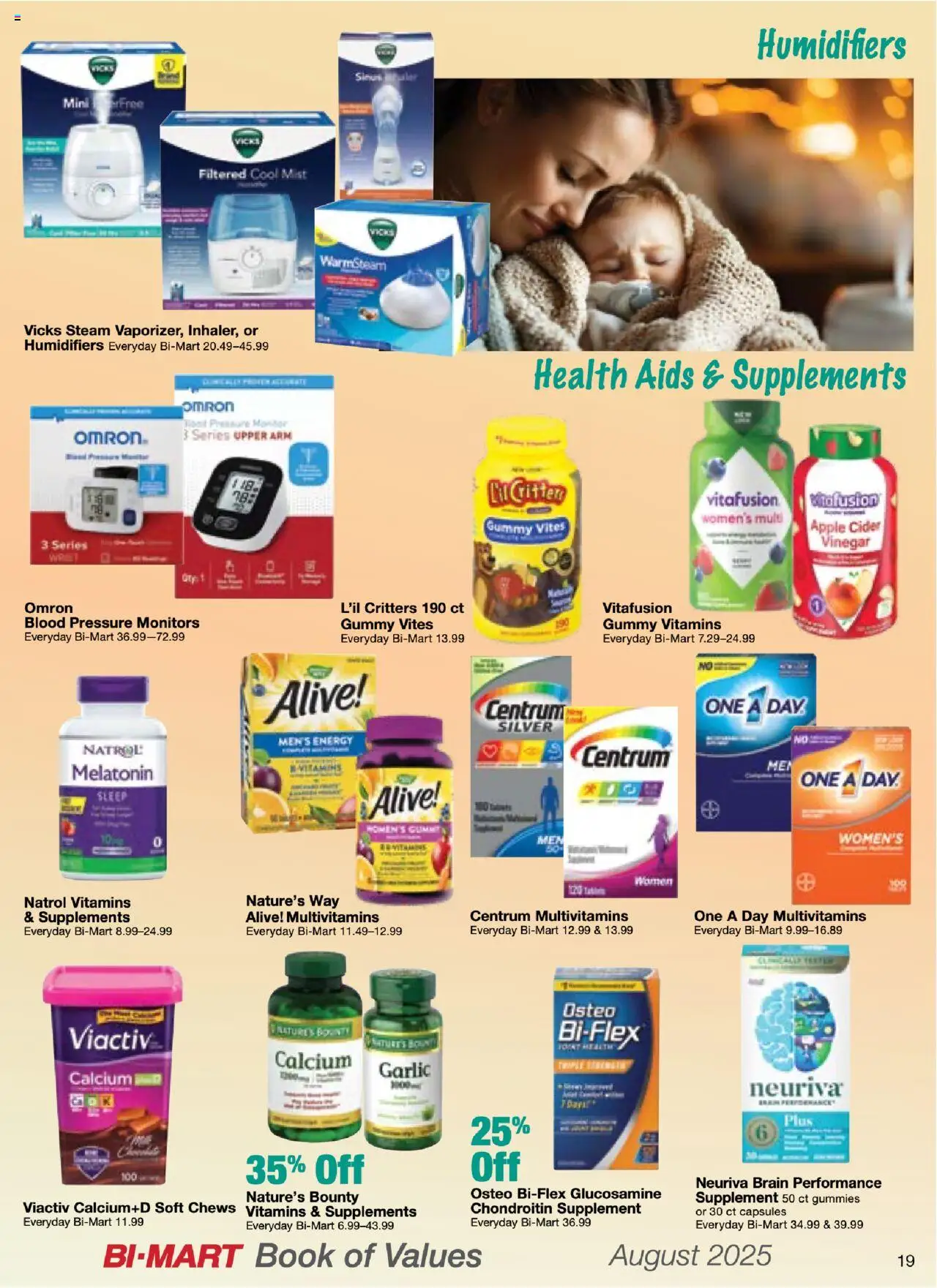 Bi-Mart August Health & Beauty Digest - valid from 01.08.2025 | Page: 19 | Products: Melatonin, Vinegar, Cider, Garlic