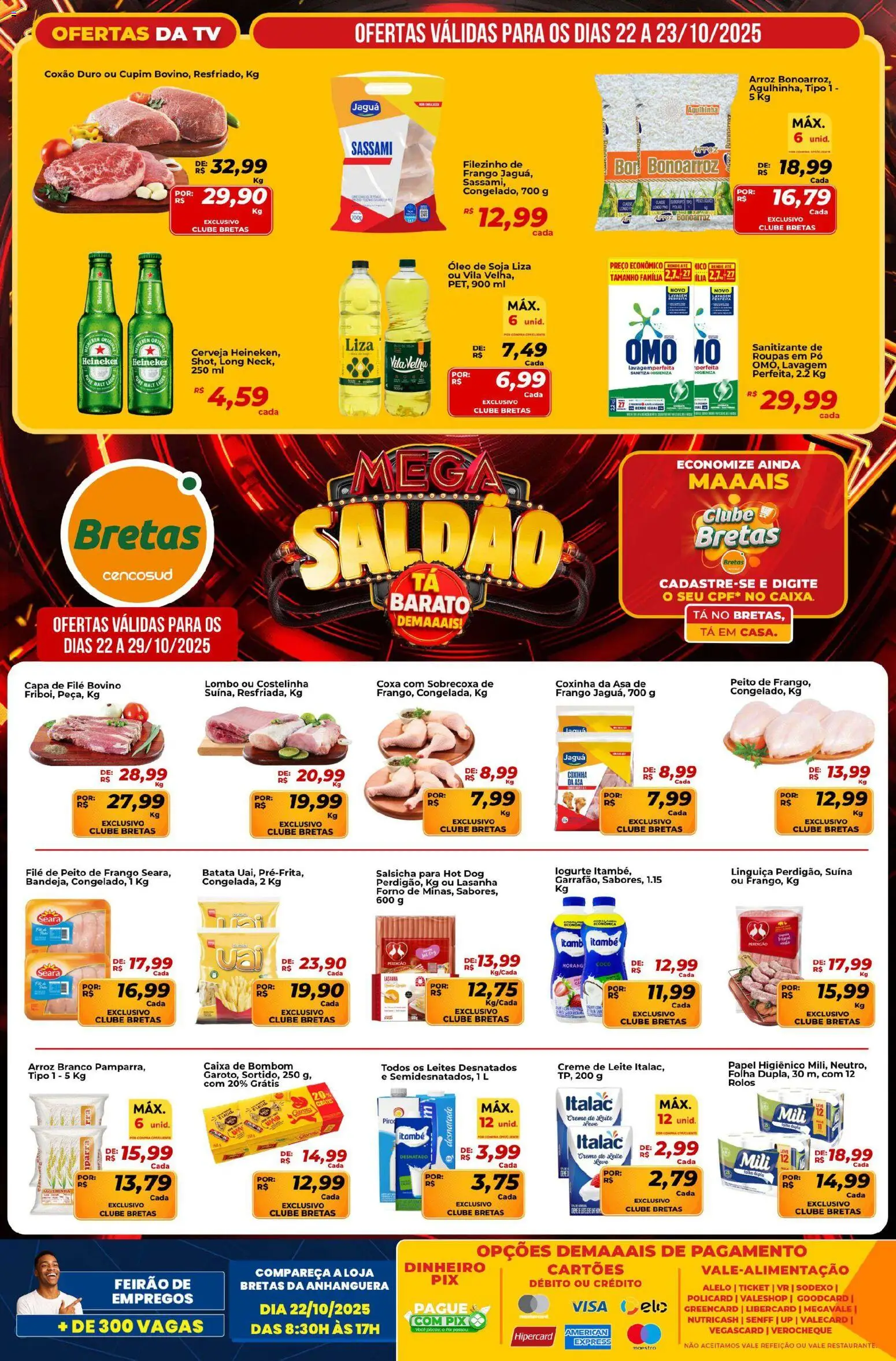 Bretas Folheto - válido de 22.10.2025 | Página: 1 | Produtos: Linguiça, Caixa, Arroz, Frango