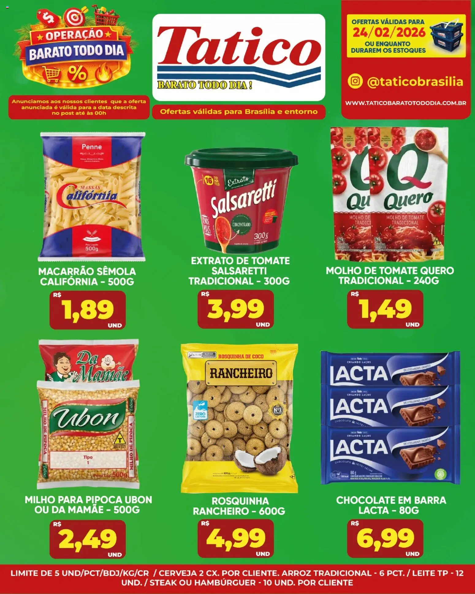 Tatico Folheto - válido de 25.02.2026 | Página: 19 | Produtos: Molho de tomate, Leite, Arroz, Macarrão