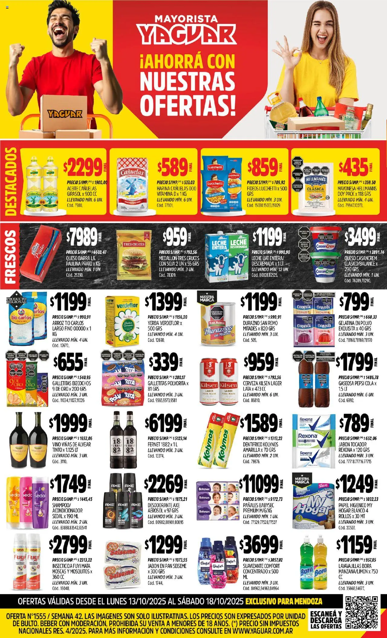 Yaguar - Mendoza │ válido desde el 13.10.2025 | Página: 1 | Productos: Yerba, Durazno, Aceite, Fernet