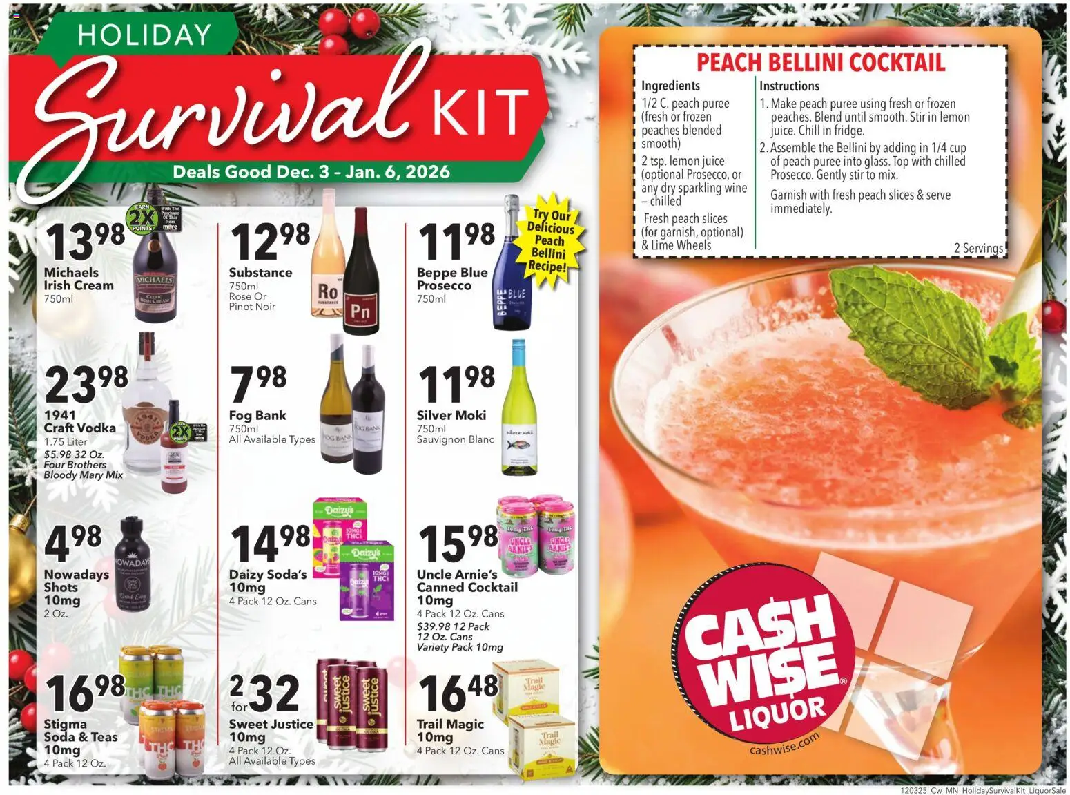 Cash Wise Liquor Ad - valid from 02.12.2025 | Page: 1 | Products: Juice, Vodka, Peach, Lime