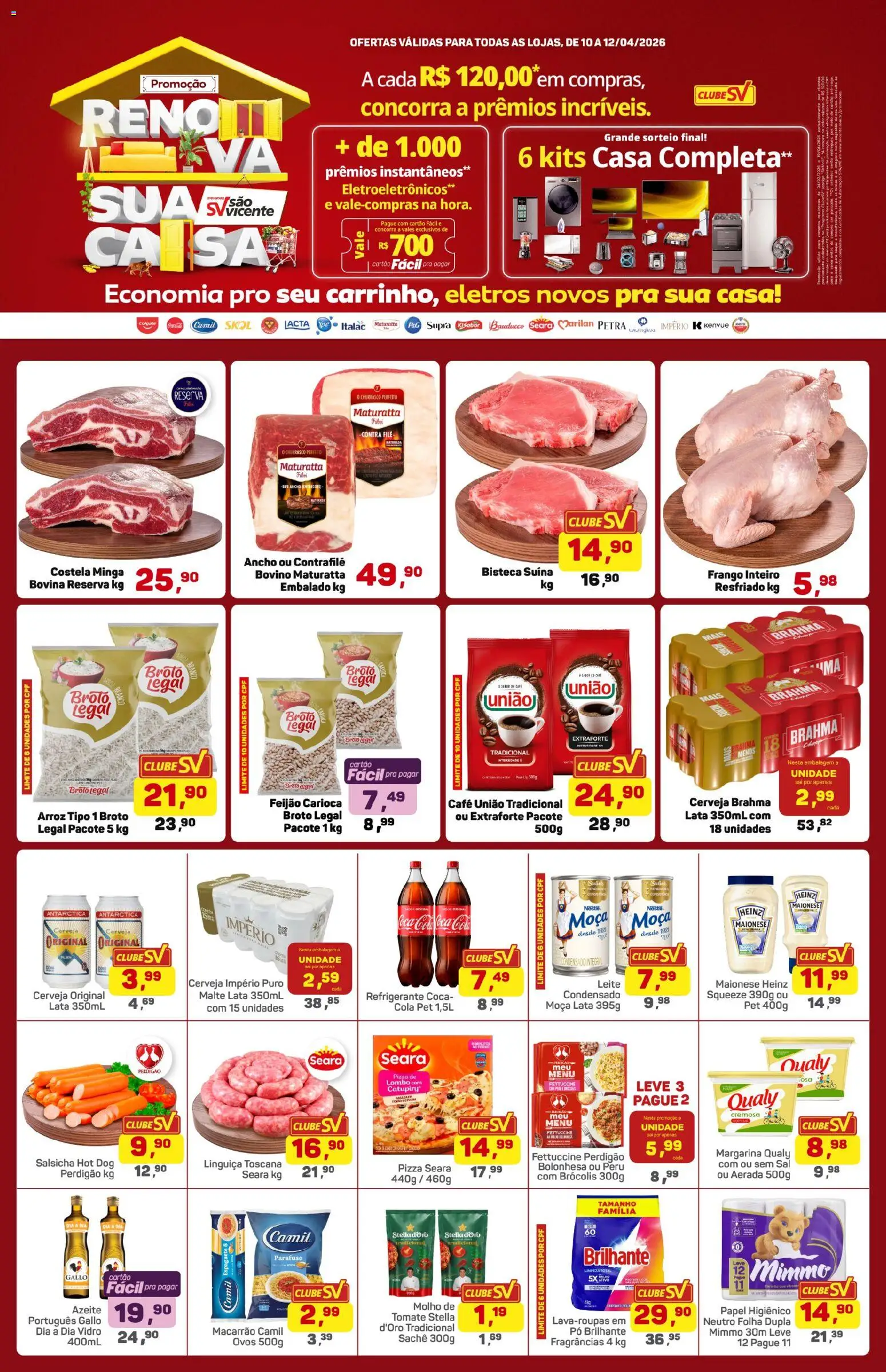 Supermercados São Vicente Folheto - válido de 10.04.2026 | Página: 1 | Produtos: Caixa, Ovos, Macarrão, Frango