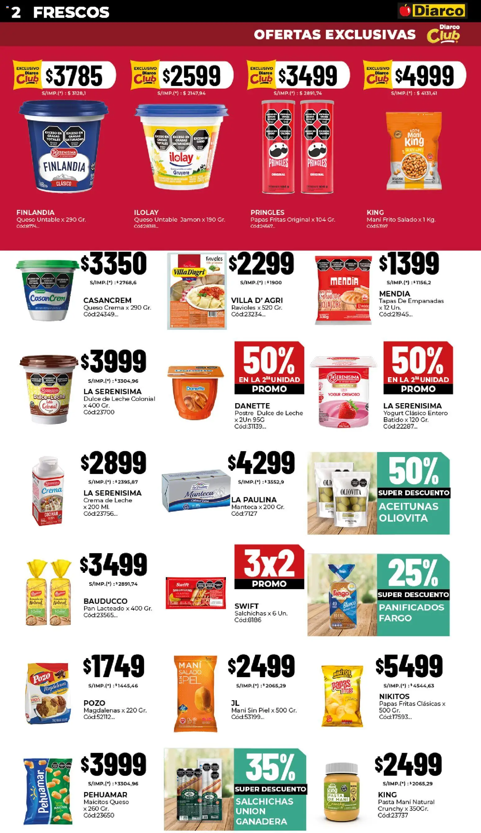 Diarco ofertas │ válido desde el 20.04.2026 | Página: 2 | Productos: Yogur, Jamón, Pasta, Crema