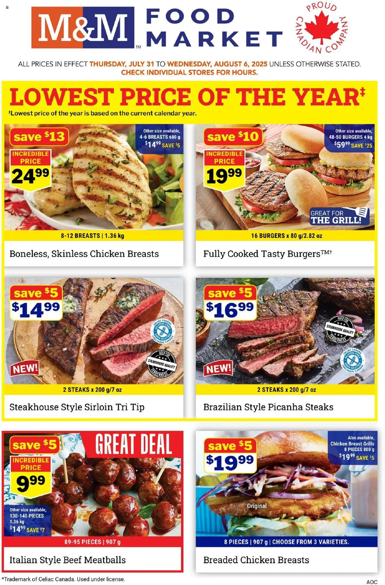 M&M Food Market flyer valid from 31.07.2025 | Page: 1 | Products: Beef, Chicken breasts, Grill, Chicken