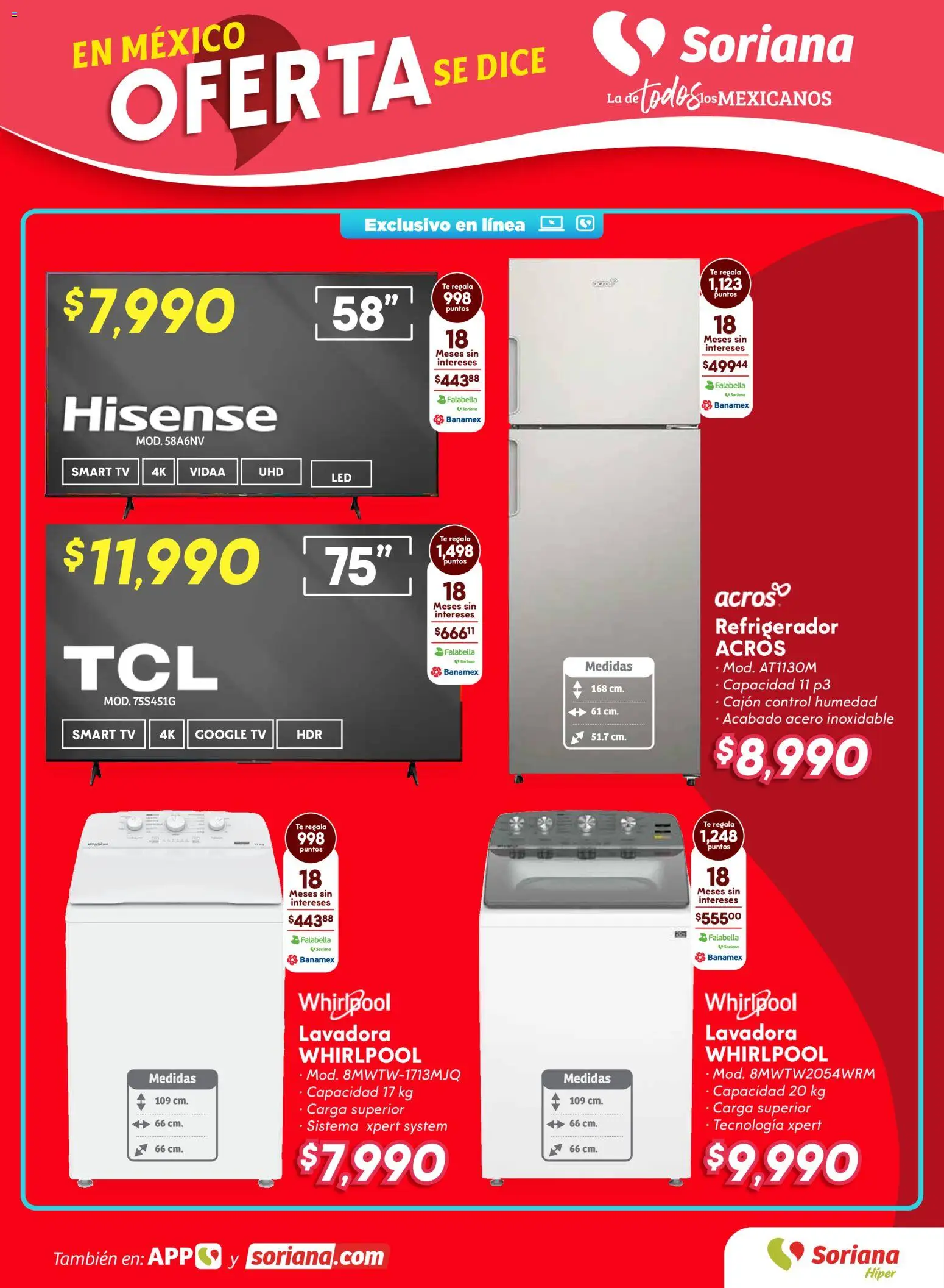 Nuevas ofertas de Soriana válidas en toda la República Mexicana desde el 23.10.2025. ¡Encuentra las mejores ofertas en Soriana - Fin de Semana Híper: Ags, Nay, Jal, Qro, Col, Mich, Gto, Hgo, Tlax, Mor, Pue, Gro, Oax, Edo. de Mex, Valle de México, Za! | Página: 10 | Productos: Refrigerador, Lavadora, Té