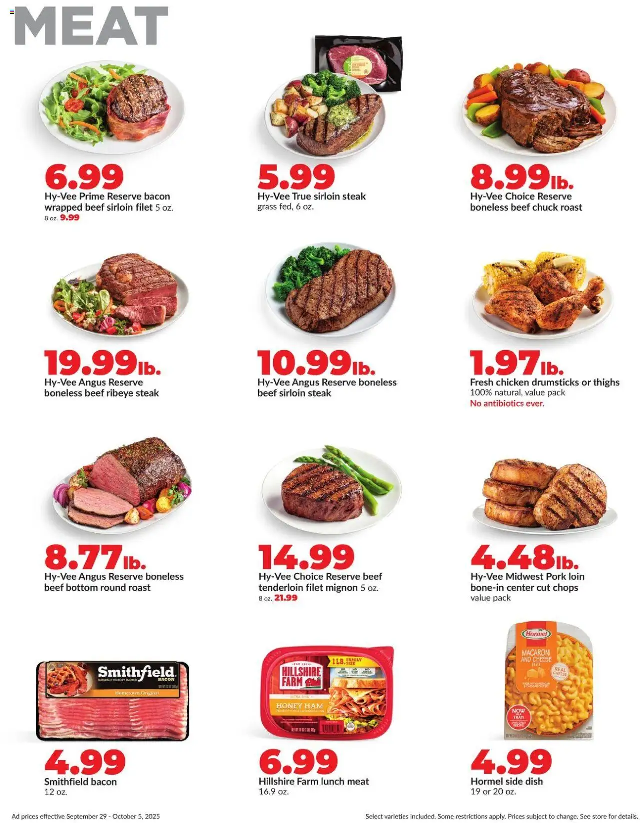 HyVee Weekly Ad - valid from 29.09.2025 | Page: 10 | Products: Ham, Pork, Beef, Pasta