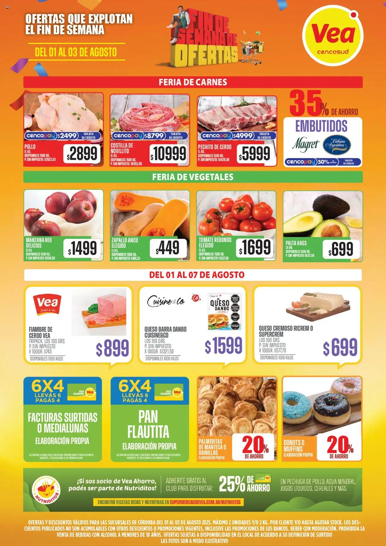 Vea - Ofertas | Córdoba │ válido desde el 01.08.2025 | Página: 2 | Productos: Pollo, Zapallo, Palta, Cerdo