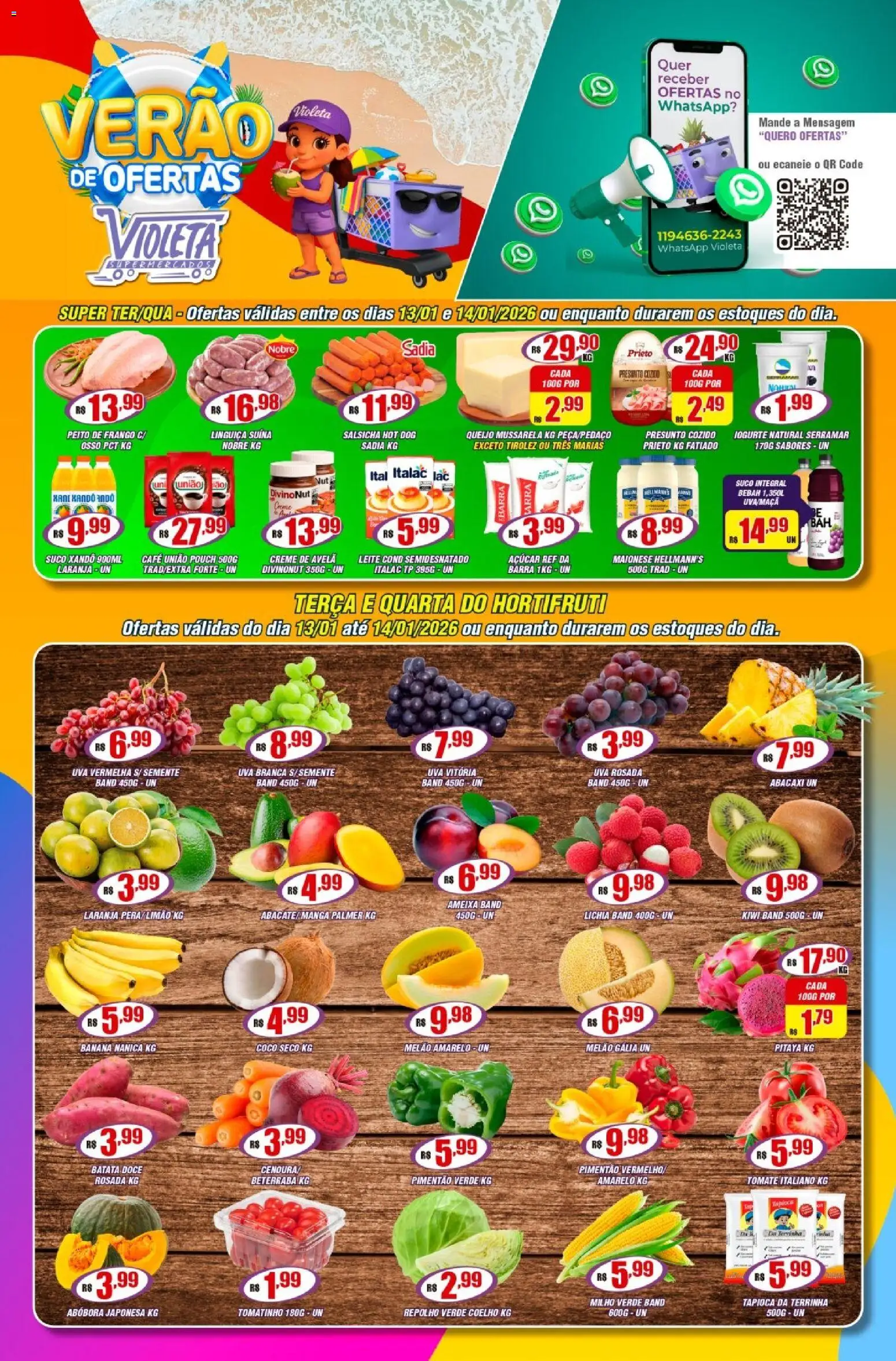 Violeta Supermercados Folheto - válido de 13.01.2026 | Página: 1 | Produtos: Iogurte, Presunto, Kiwi, Maionese