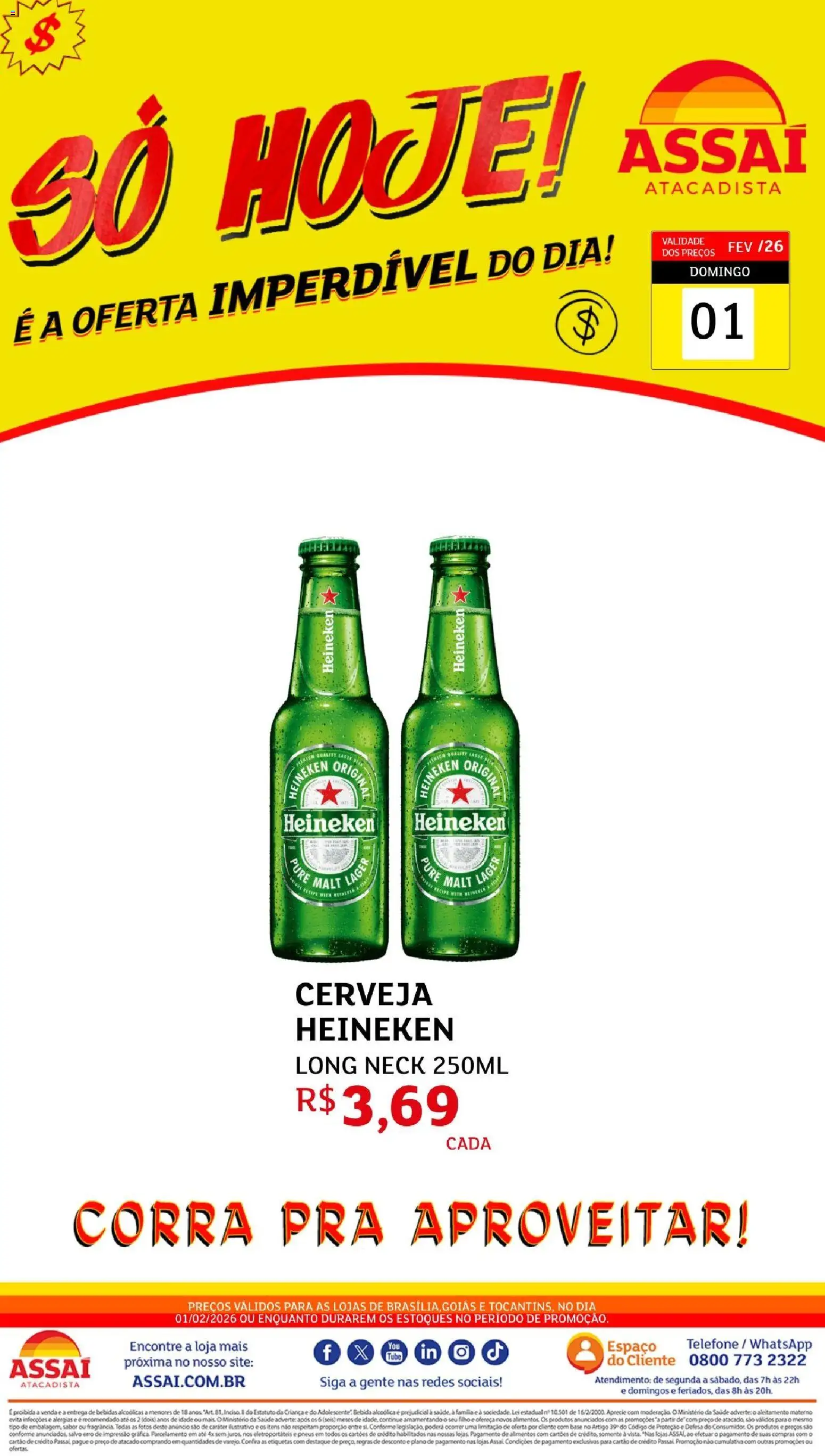 Assaí Atacadista Folheto - válido de 01.02.2026 | Página: 1 | Produtos: Cerveja, Pneus, Cerveja Heineken, Heineken